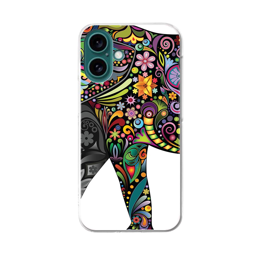 Mobile Phone - iPhone16plus 6.7インチ 専用 各キャリア iPhone 16 plus 共通対応 ハード ケース iphone16plus ケース カバー 006335 象　動物　花