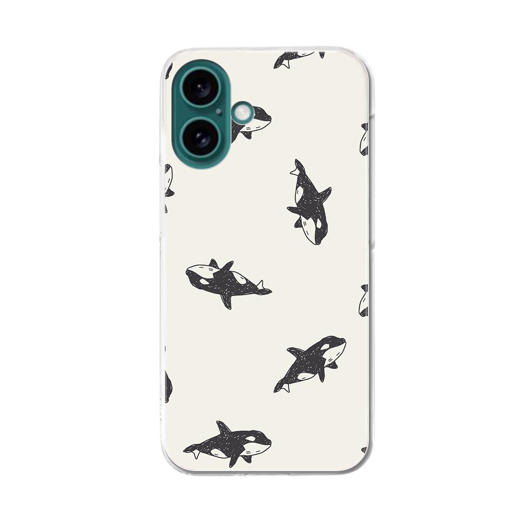 Mobile Phone Cases - iPhone16 6.1インチ 専用 各キャリア iPhone 16 共通対応 ハード ケース iphone16 対応 ケース カバー ハードケース 010349 海　動物　くじら