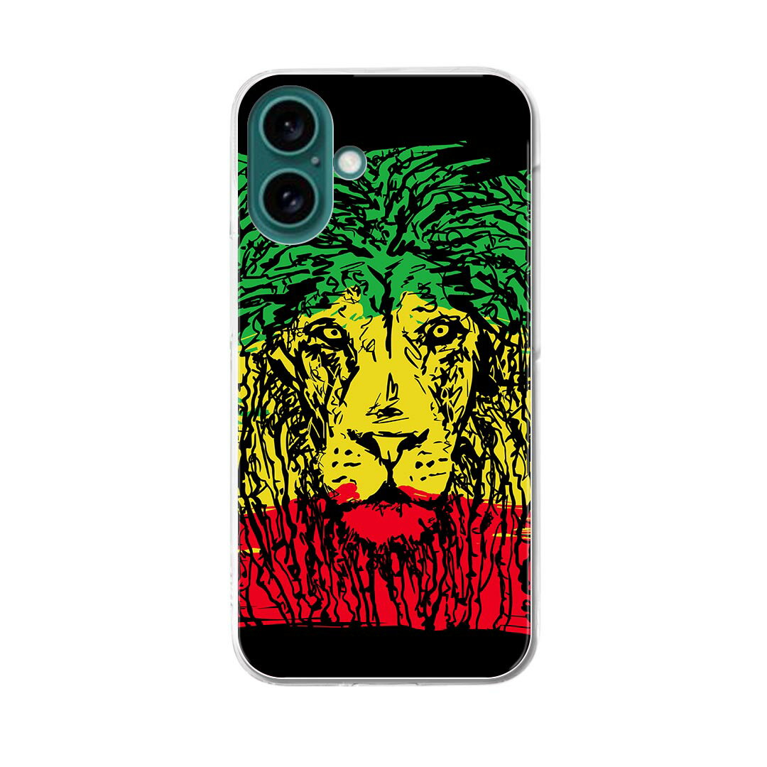 iPhone16 6.1インチ 専用 各キャリア iPhone 16 共通対応 ハード ケース iphone16 対応 ケース カバー ハードケース 011947 レゲエ　ライオン　ラスタカラー