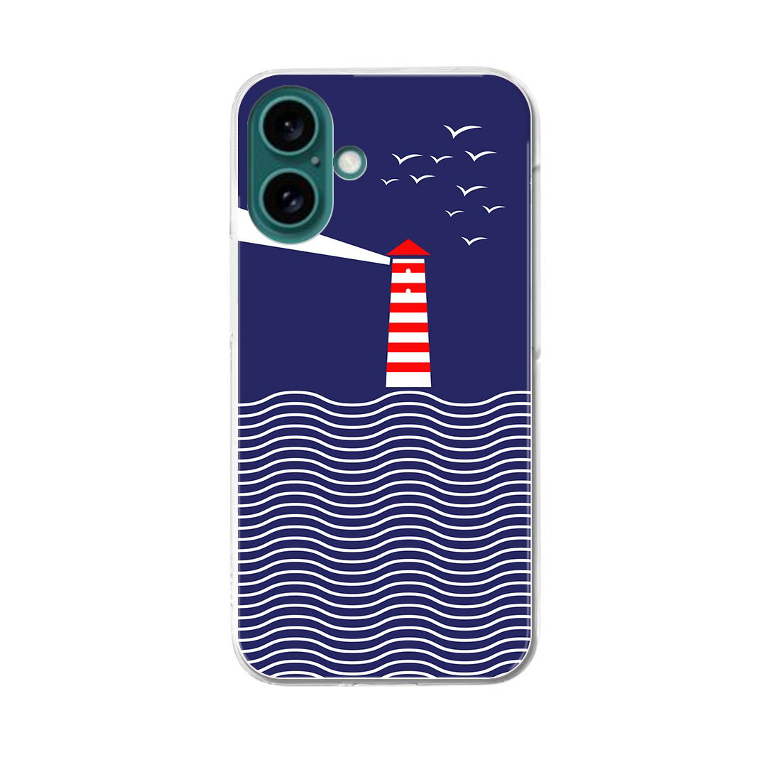 iPhone16 6.1インチ 専用 各キャリア iPhone 16 共通対応 ハード ケース iphone16 対応 ケース カバー ハードケース 011993 ヨット　灯台　海