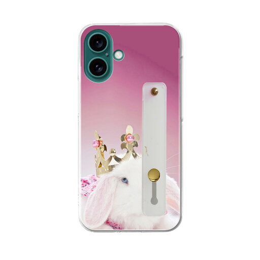 【送料無料】iPhone 16 用 ハードケース スマホ ベルト付 スマホバンド 落下防止 シリコン スタンド機能付 スリム 背面 片手持ち カバー 携帯リング フィンガーリング 角度調整 002570 うさぎ 動物 写真