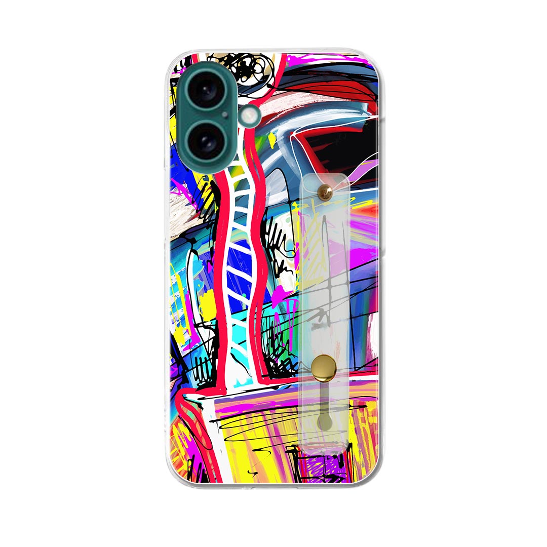 Mobile Phone Cases - 【送料無料】ハードケース スマホ ベルト付 スマホバンド 落下防止 シリコン スタンド機能付 スマホ リング スリム 背面 ほぼ全機種対応 片手持ち カバー ケース 携帯リング ハード フィンガーリング 角度調整 010271 カラフル　風景　ペイント