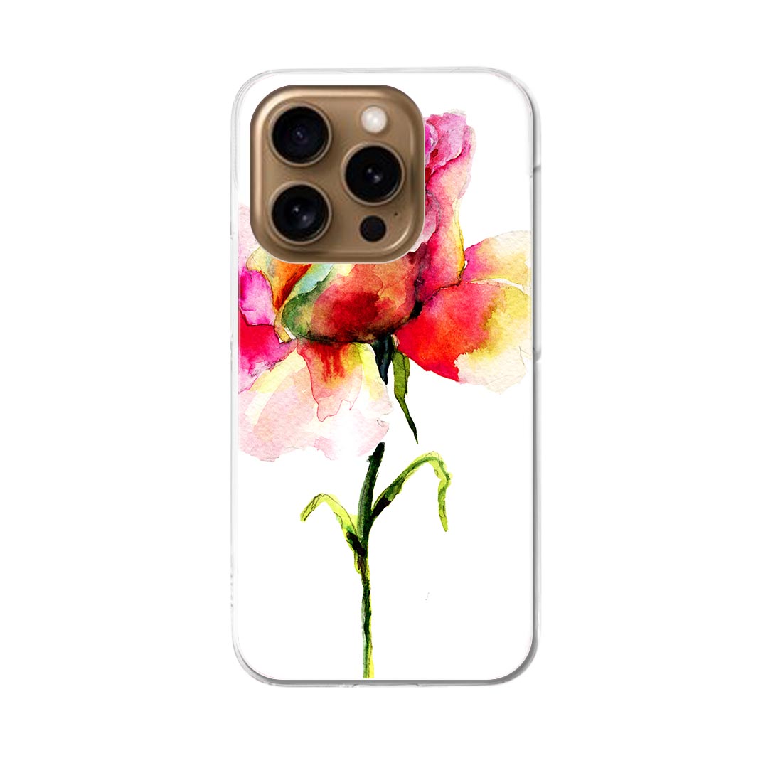 iPhone16pro 6.3インチ 専用 各キャリア iPhone 16 pro 共通対応 ハード ケース iphone16pro 対応 ケース カバー 008097 花　　水彩　赤　ピンク