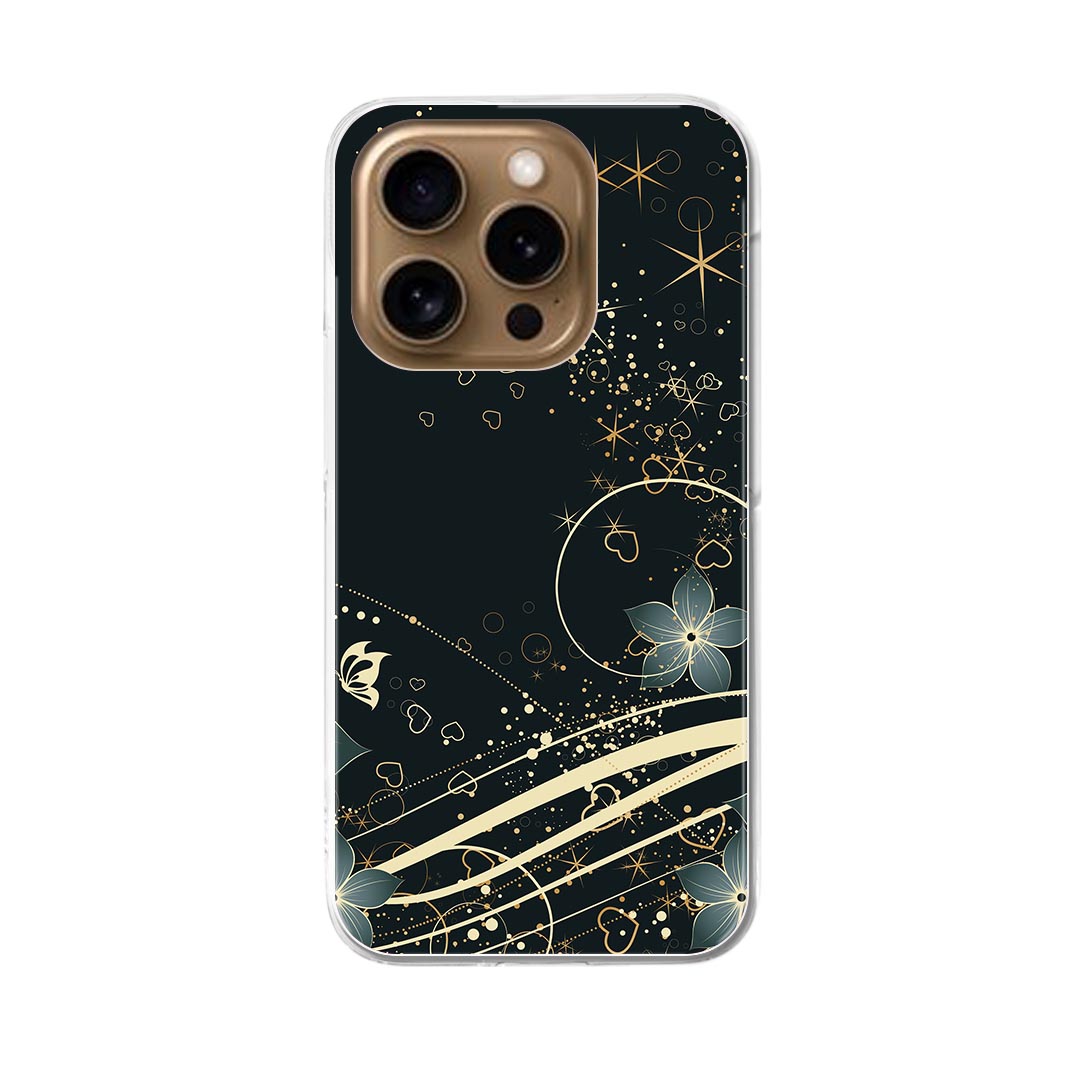 iPhone16pro 6.3インチ 専用 各キャリア iPhone 16 pro 共通対応 ハード ケース iphone16pro 対応 ケース カバー 008948 花　　黒　ブラック