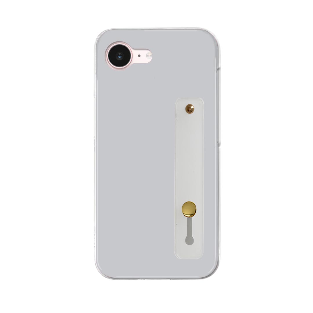 iPhone 17e 用 スマホカバー iphone17e 各キャリア 共通対応 ハードケース スマホ ベルト付 スマホバンド 落下防止 シリコン スタンド機能付 スリム 背面 片手持ち カバー 携帯リング フィンガーリング 角度調整 008985 シンプル　無地　グレー