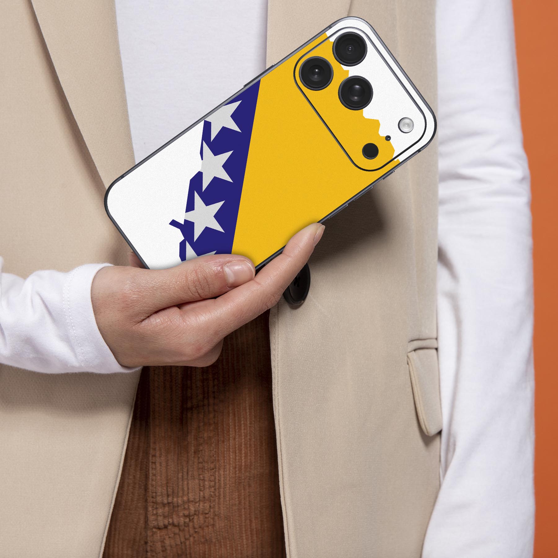 iPhone 用 デザインスキンシール 対応 2枚入り カバー デコレーション アクセサリー デコシール 高品質再剥離性シート 034479 国旗 国 BOSNIAANDHERZEGOVINA ボスニア・ヘルツェゴビナ