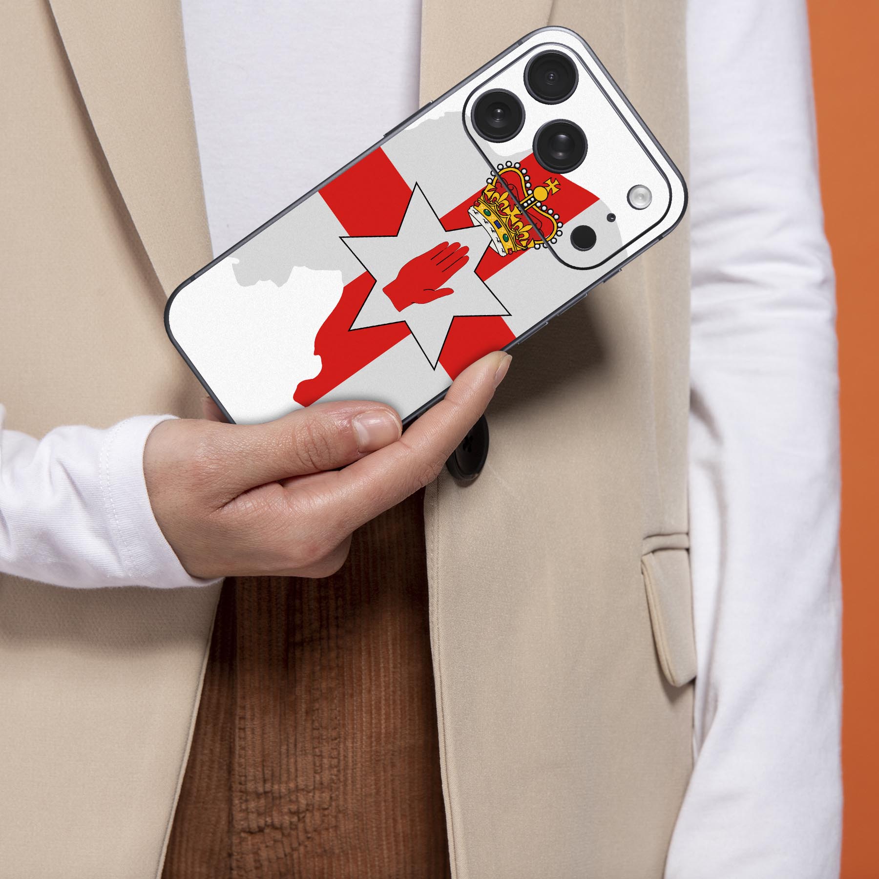 iPhone 用 デザインスキンシール 対応 2枚入り カバー デコレーション アクセサリー デコシール 高品質再剥離性シート 034572 国旗 国 NORTHERNIRELAND 北アイルランド