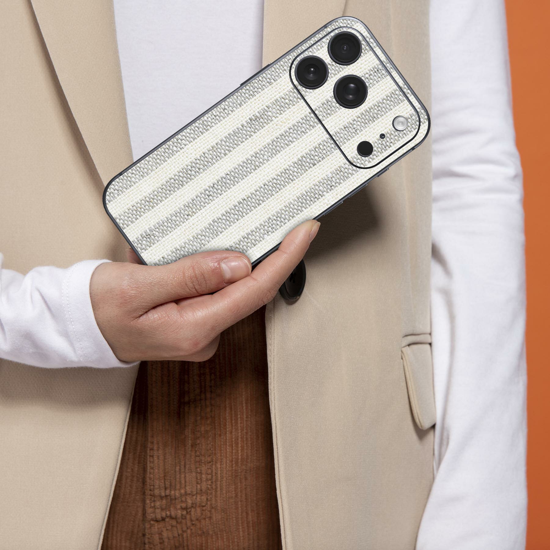 iPhone 用 デザインスキンシール 対応 2枚入り カバー デコレーション アクセサリー デコシール 高品質再剥離性シート 008340 灰色　グレー　ストライプ　模様