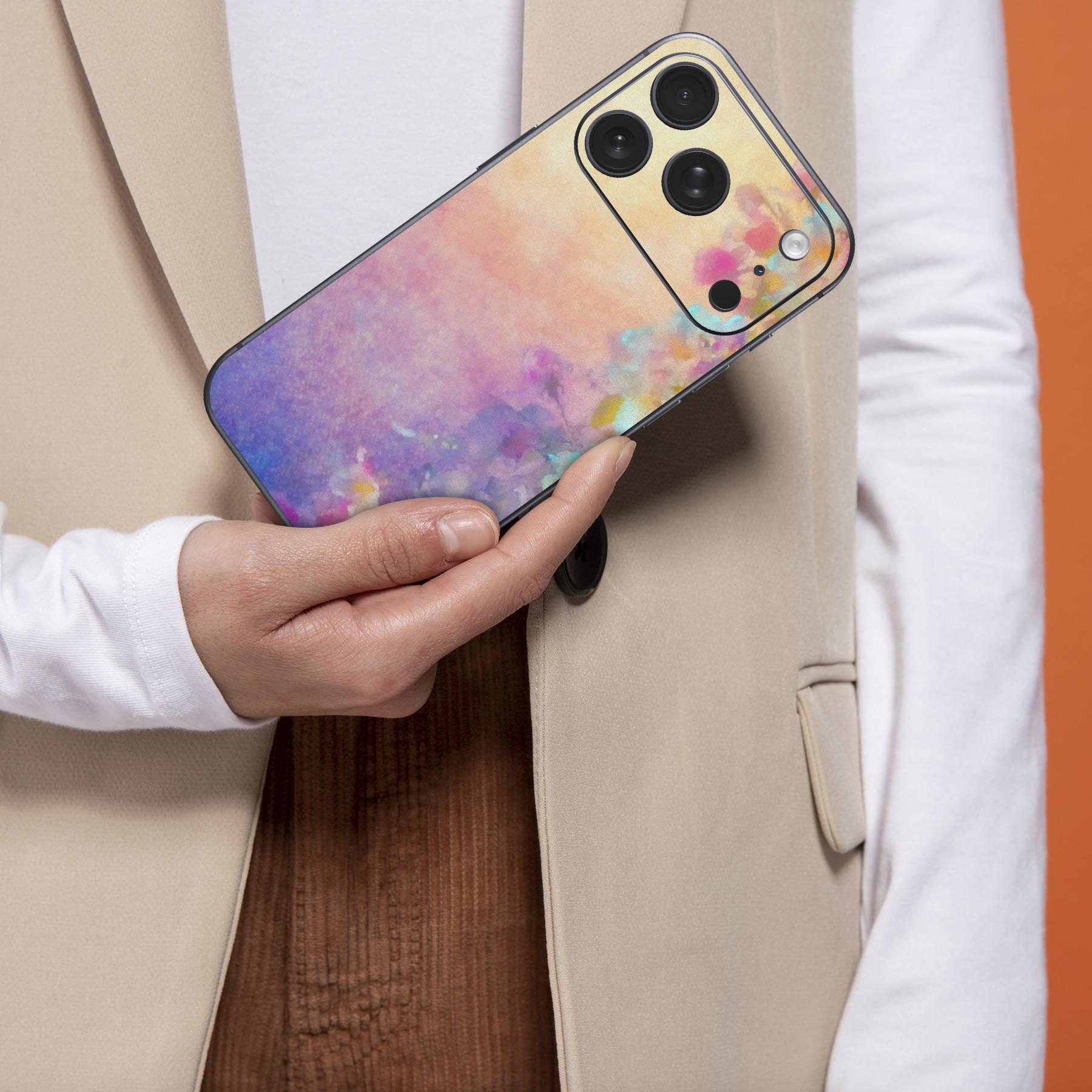 iPhone 用 デザインスキンシール 対応 2枚入り カバー デコレーション アクセサリー デコシール 高品質再剥離性シート 012220 花　絵画　景色 3