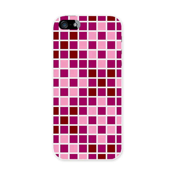 iphone5au iPhone 5 アイフォーン APPLE au エーユー スマホ カバー ケース スマホケース スマホカバー TPU ソフトケース タイル　四角　紫　赤 ユニーク 000107