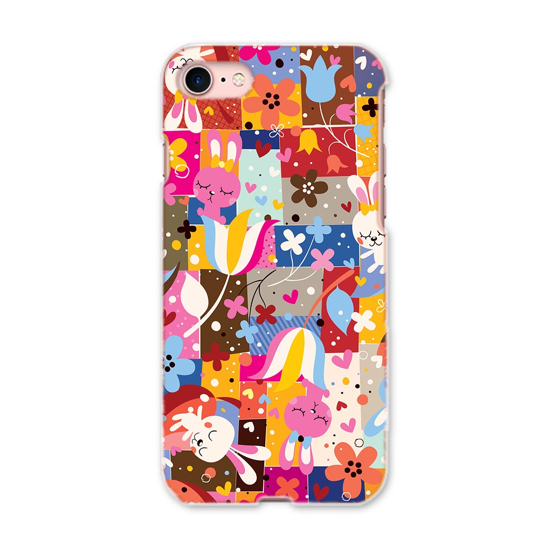 Mobile Phone - iphone7 iphone 7 softbank ソフトバンク スマホ カバー ケース スマホケース スマホカバー PC ハードケース 花　フラワー　うさぎ　カラフル　兎 ユニーク 008092