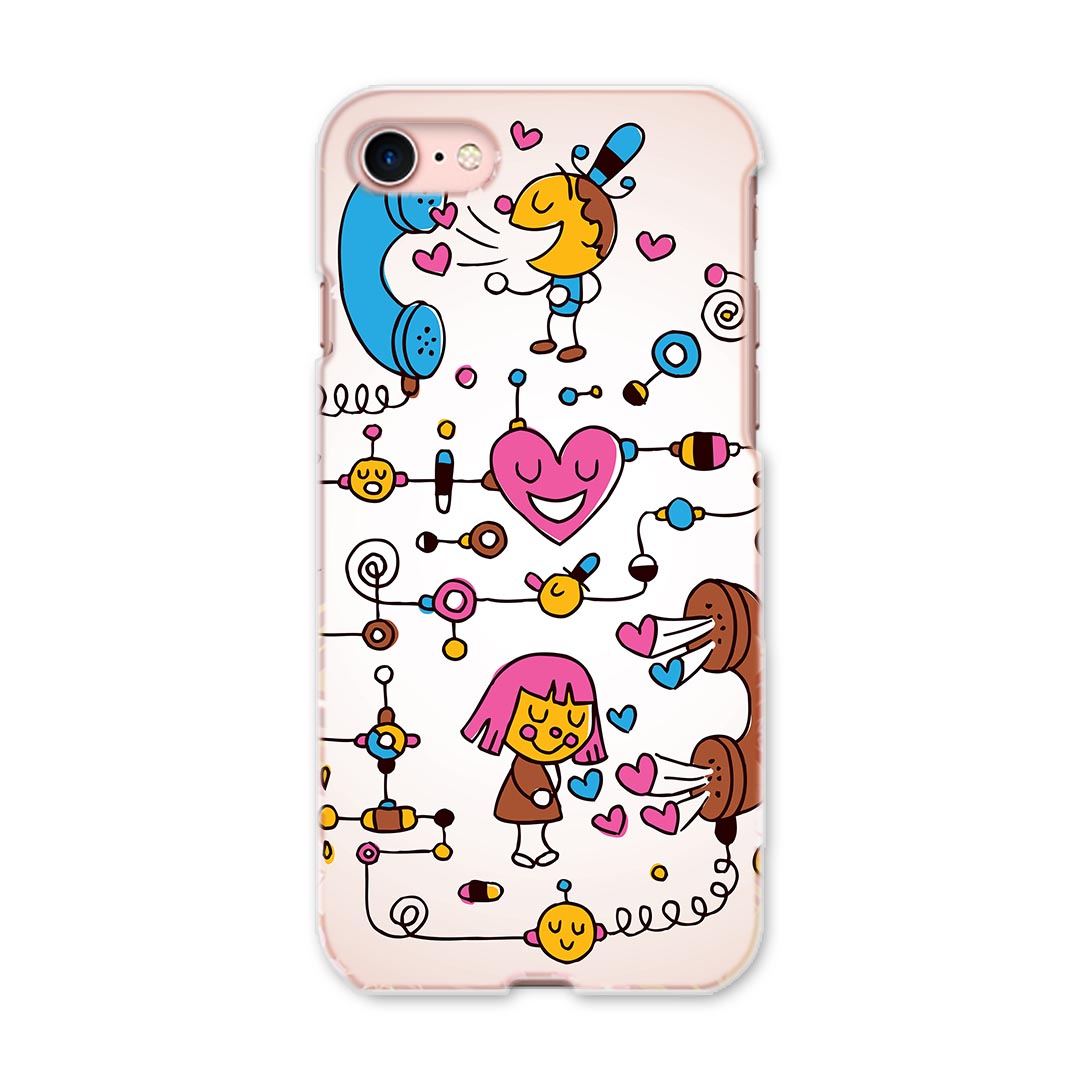 乐天商城 - iphone8 iphone 8 アイフォーン softbank ソフトバンク スマホ カバー スマホケース スマホカバー PC ハードケース 008101 イラスト　電話　ハート　キャラクター