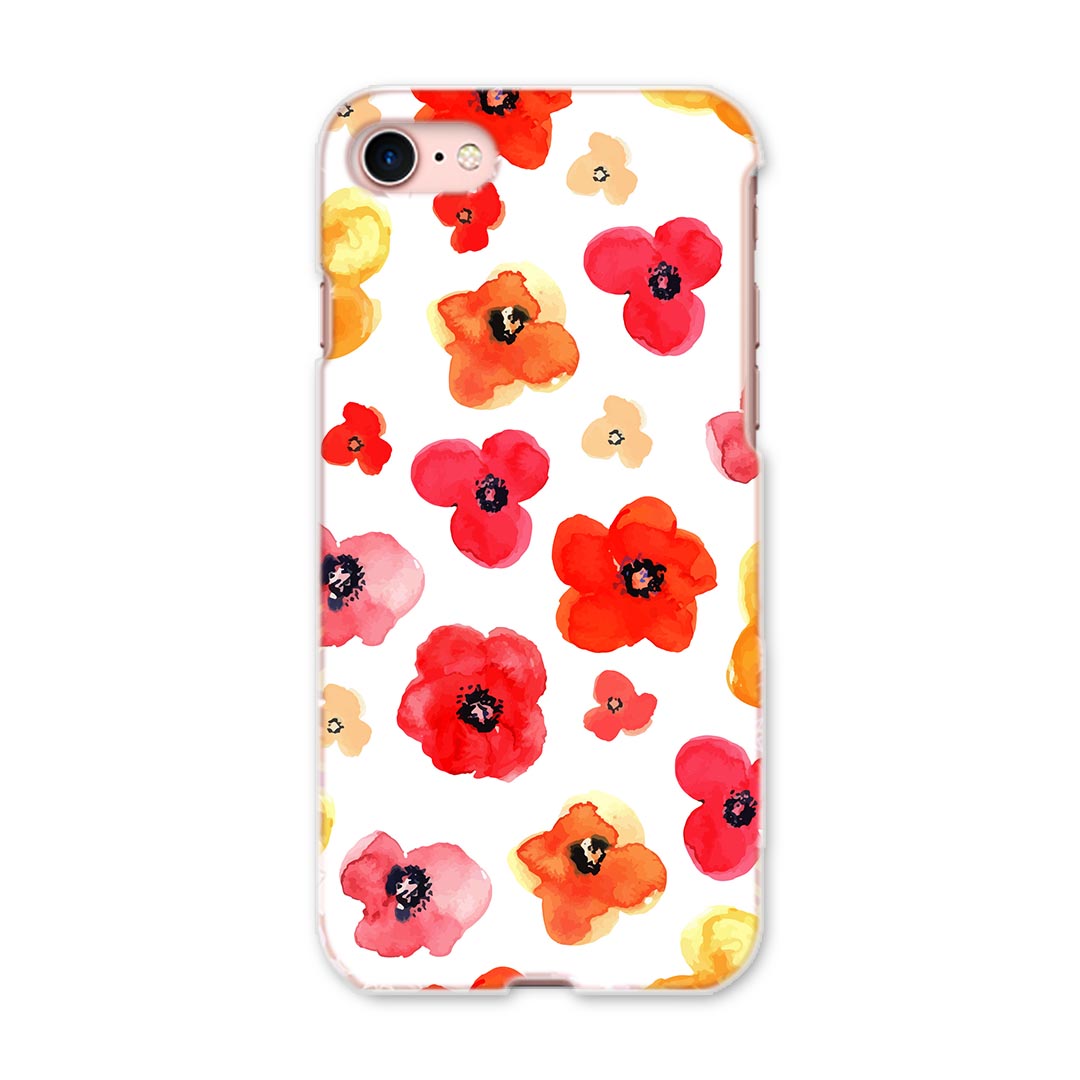 iphone8 iphone 8 アイフォーン softbank ソフトバンク スマホ カバー スマホケース スマホカバー PC ハードケース 010282 フラワー　花　赤　オレンジ