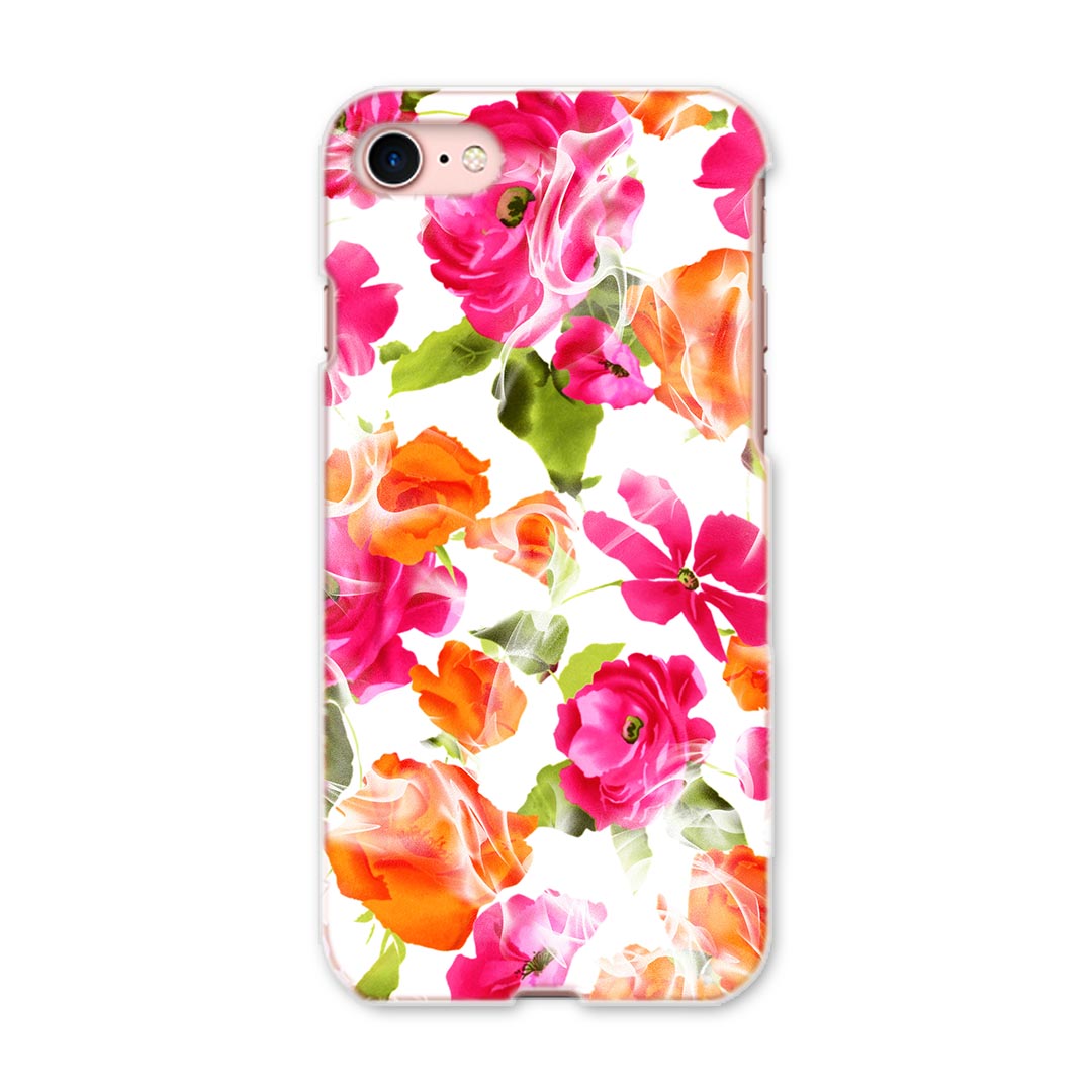 iphone8 iphone 8 アイフォーン softbank ソフトバンク スマホ カバー スマホケース スマホカバー PC ハードケース 010651 フラワー　花　ピンク　オレンジ