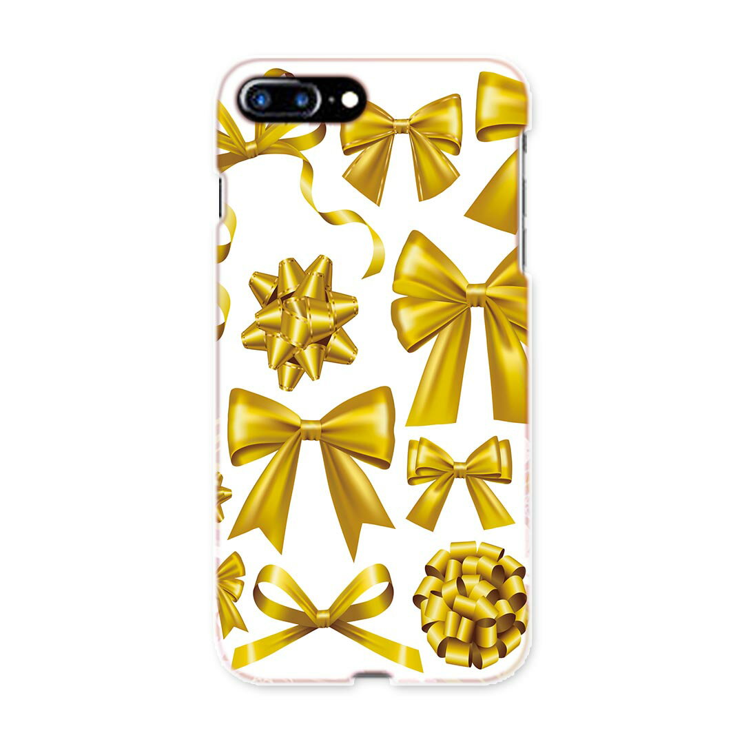 iphone8plus iphone 8 plus アイフォーン softbank ソフトバンク スマホ カバー スマホケース スマホカバー TPU ソフトケース 013815 リボン　ゴールド