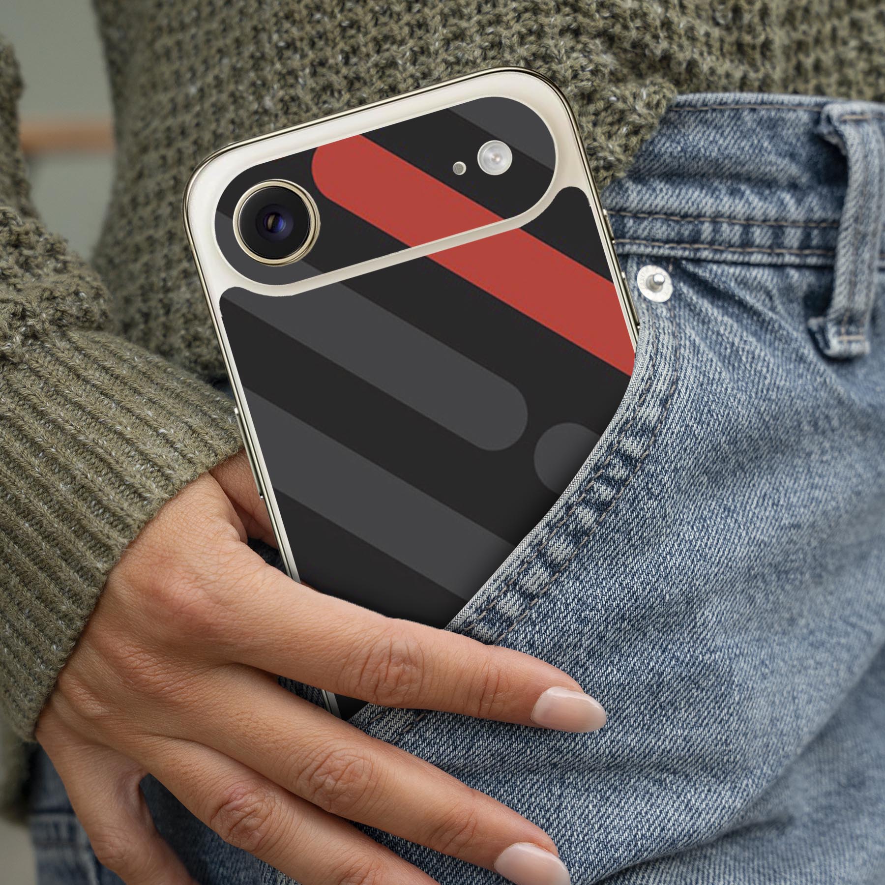 iPhone 用 デザインスキンシール 対応 2枚入り カバー デコレーション アクセサリー デコシール 高品質再剥離性シート 000524 カラフル　ストライプ 2