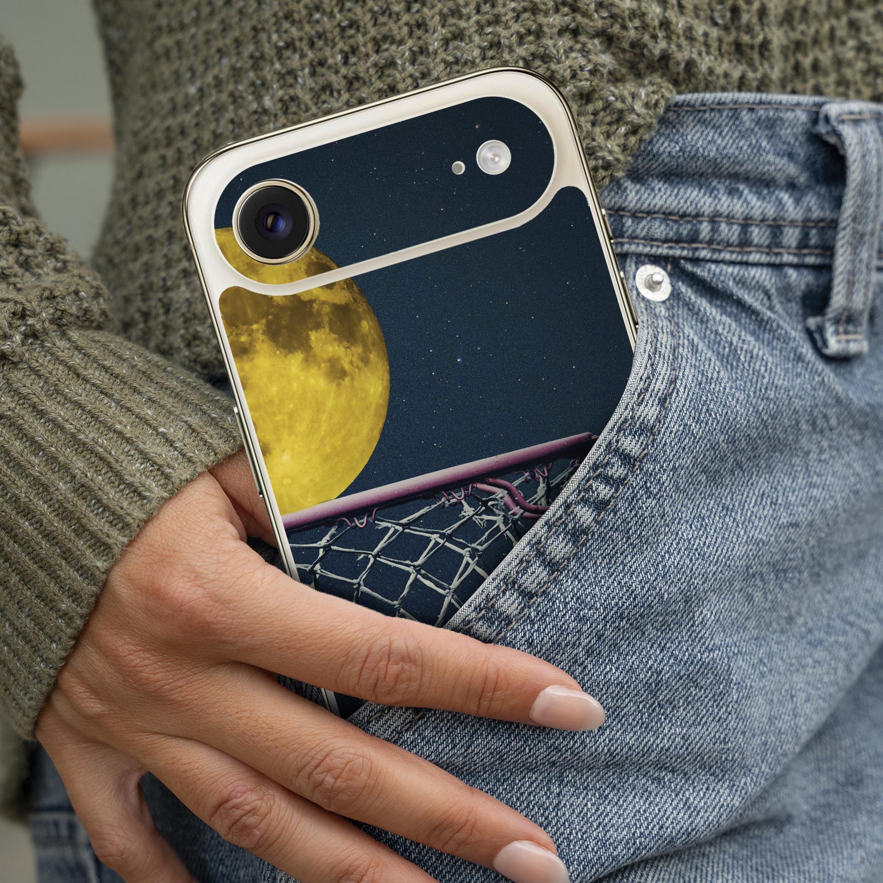 iPhone 用 デザインスキンシール 対応 2枚入り カバー デコレーション アクセサリー デコシール 高品質再剥離性シート 023574 月　バスケットボール 2