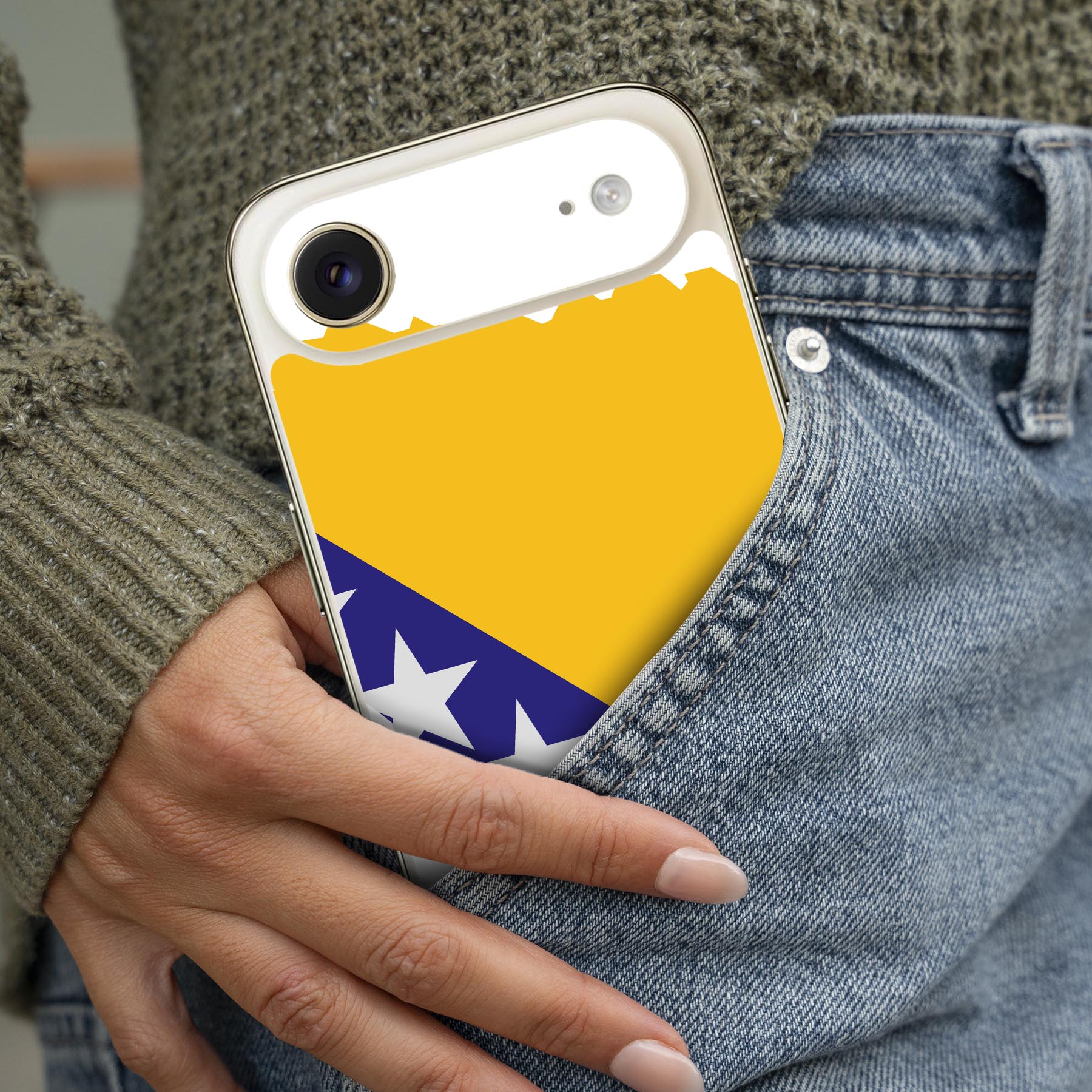 iPhone 用 デザインスキンシール 対応 2枚入り カバー デコレーション アクセサリー デコシール 高品質再剥離性シート 034479 国旗 国 BOSNIAANDHERZEGOVINA ボスニア・ヘルツェゴビナ