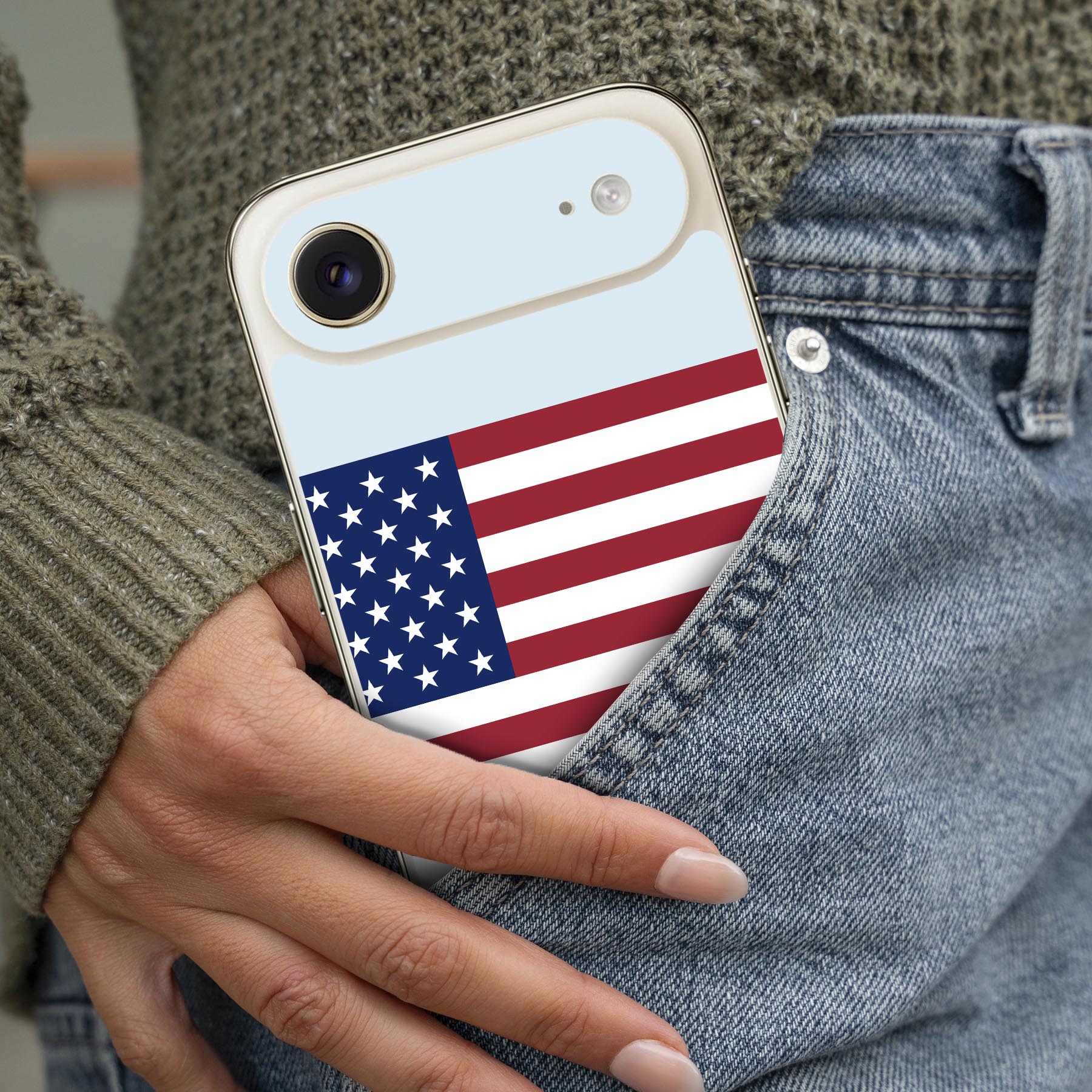 iPhone 用 デザインスキンシール 対応 2枚入り カバー デコレーション アクセサリー デコシール 高品質再剥離性シート 010384 外国　国旗　赤　青 2