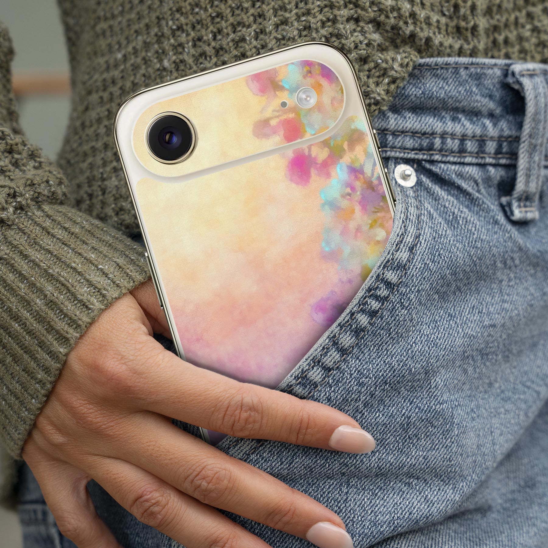 iPhone 用 デザインスキンシール 対応 2枚入り カバー デコレーション アクセサリー デコシール 高品質再剥離性シート 012220 花　絵画　景色 2