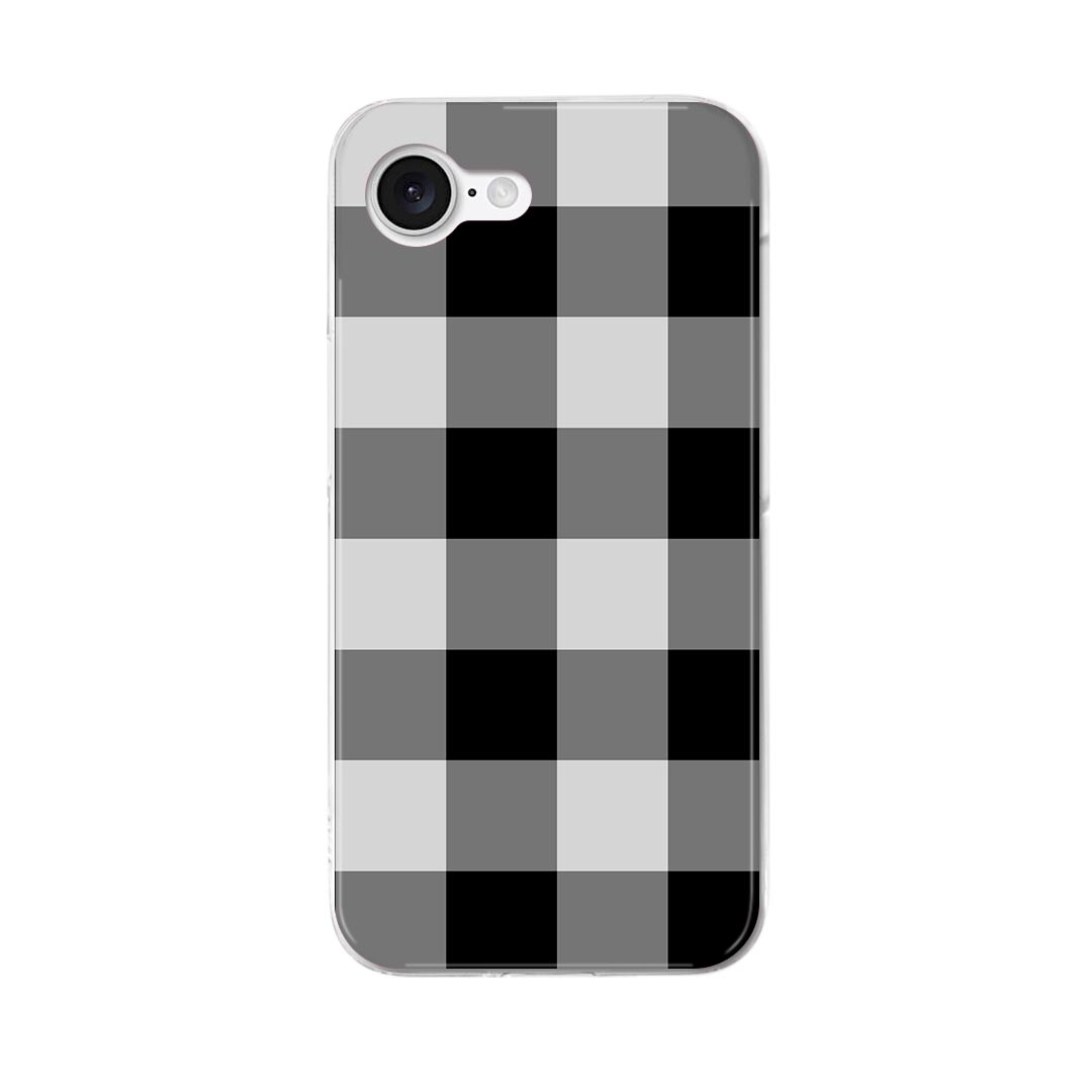 iPhone 16e 用 各キャリア 共通対応 ハードケース ケース カバー ハードケース 004154 チェック 白 黒