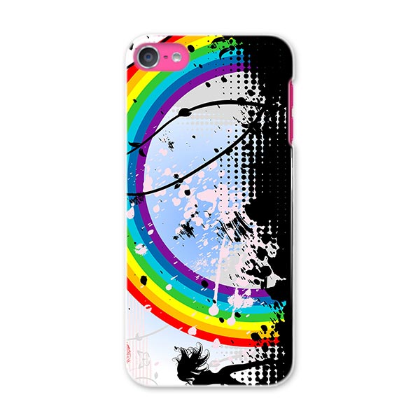 iPod touch 7(2019)/6(2015) アイポッドタッチ 第7世代 第6世代 対応 ケース スマホ カバー スマホケース スマホカバー PC ハードケース 000819 虹　女の人