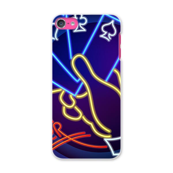 iPod touch 7(2019)/6(2015) アイポッドタッチ 第7世代 第6世代 対応 ケース スマホ カバー スマホケース スマホカバー PC ハードケース 007414 トランプ　ネオン　ポーカー　カジノ