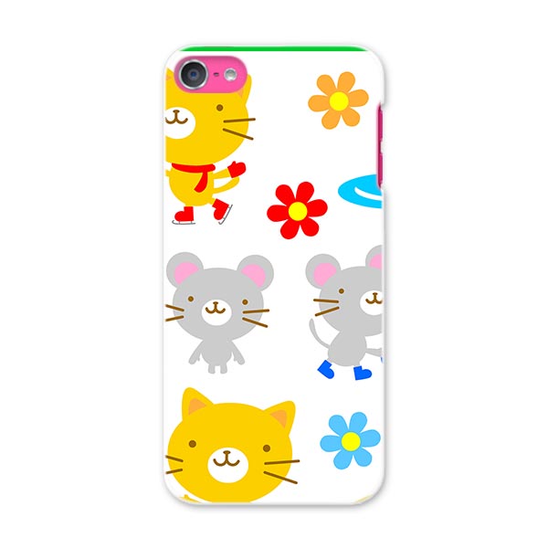 iPod touch 7(2019)/6(2015) アイポッドタッチ 第7世代 第6世代 対応 ケース スマホ カバー スマホケース スマホカバー PC ハードケース 007653 猫 ネズミ イラスト キャラクター