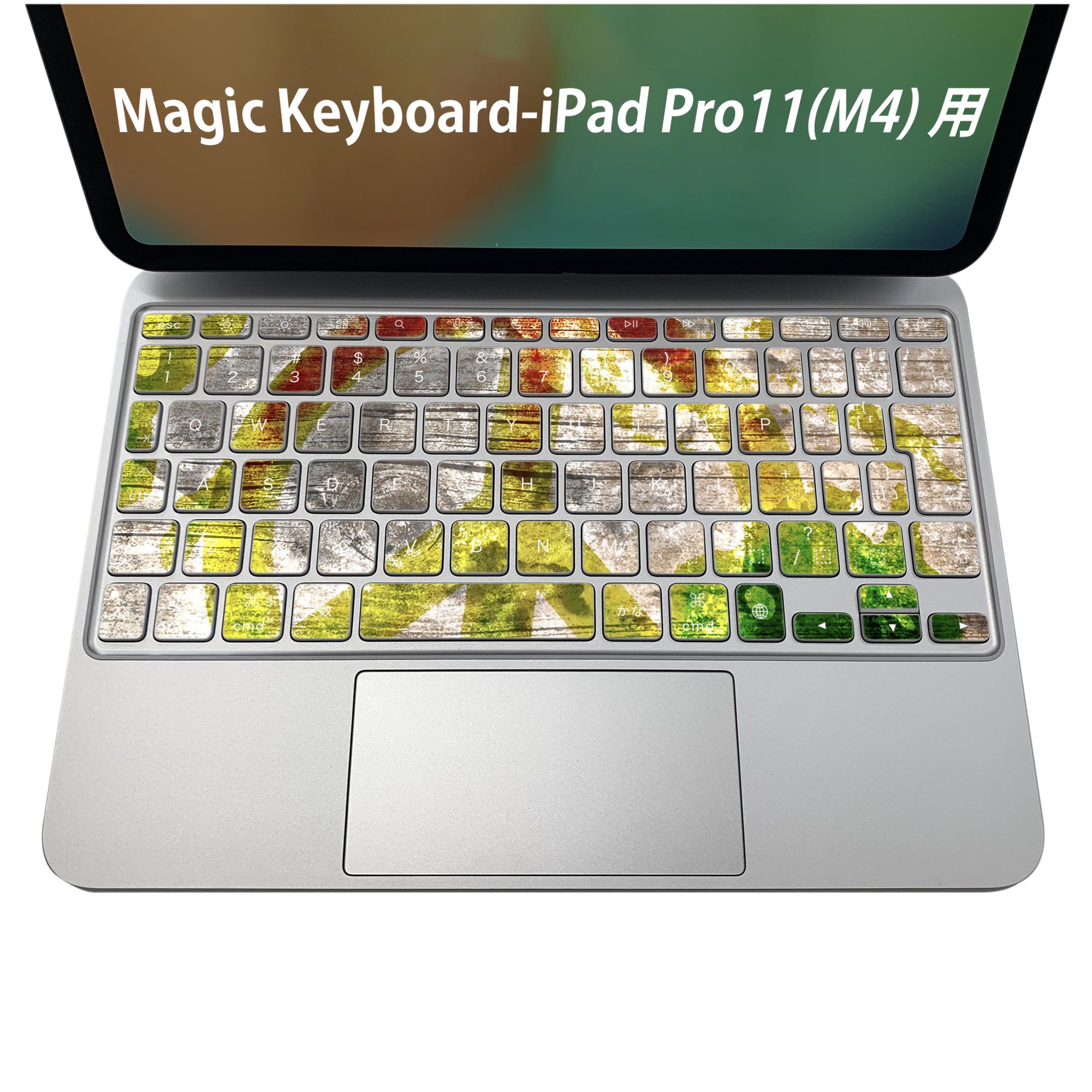 Magic Keyboard 専用 iPadPro11inch 13inch(M4) 2024 第5世代 対応 キーボード用スキンシール キートップ ステッカー アイパッド ノートパソコン アクセサリー 保護 020806 マスクデザイン 宇宙 惑星 レゲエ　ラスタカラー　ピース　000144