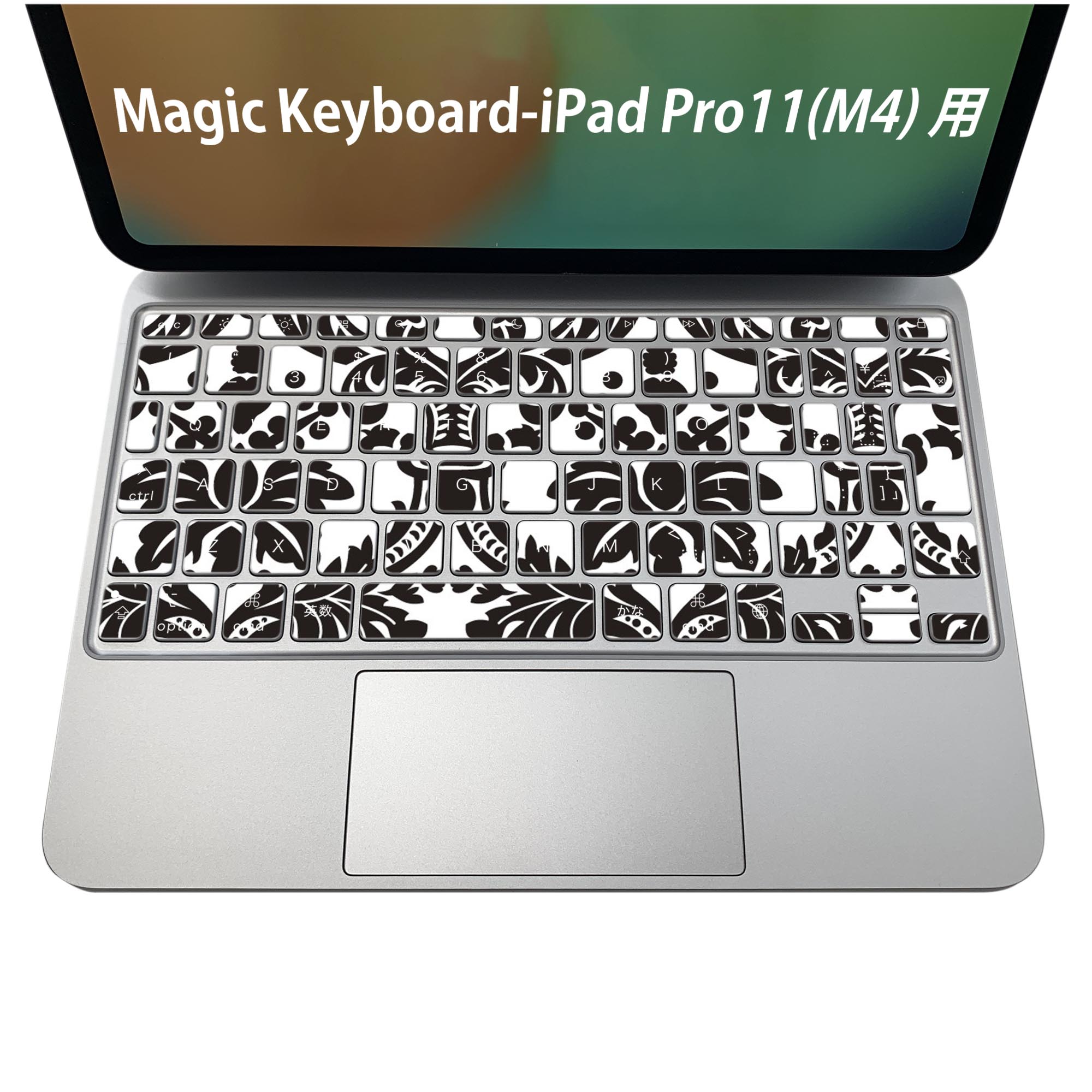 Magic Keyboard 専用 iPadPro11inch 13inch(M4) 2024 第5世代 対応 キーボード用スキンシール キートップ ステッカー アイパッド ノートパソコン アクセサリー 保護 020806 マスクデザイン 宇宙 惑星 ダマスク　モノトーン　000796