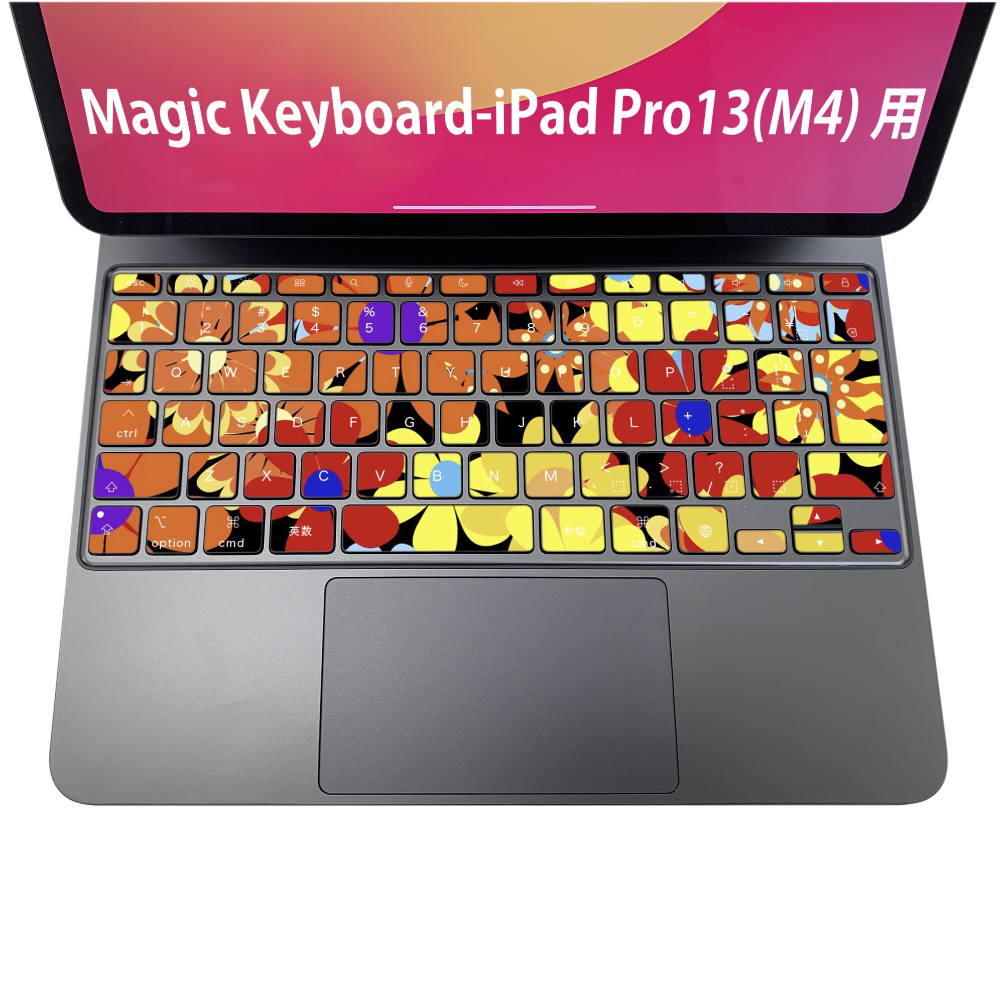Magic Keyboard 専用 iPadPro11inch 13inch(M4) 2024 第5世代 対応 キーボード用スキンシール キートップ ステッカー アイパッド ノートパソコン アクセサリー 保護 020806 マスクデザイン 宇宙 惑星 花　カラフル　000704 2