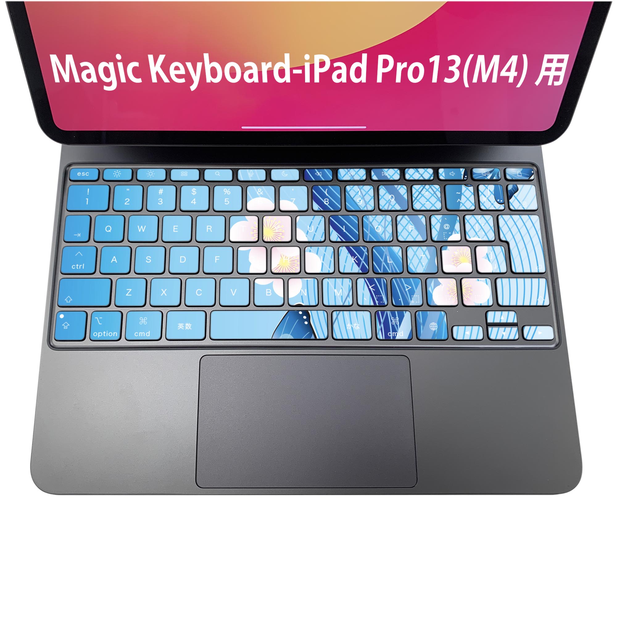 Magic Keyboard 専用 iPadPro11inch 13inch(M4) 2024 第5世代 対応 キーボード用スキンシール キートップ ステッカー アイパッド ノートパソコン アクセサリー 保護 020806 マスクデザイン 宇宙 惑星 蝶　桜　青　004982 2