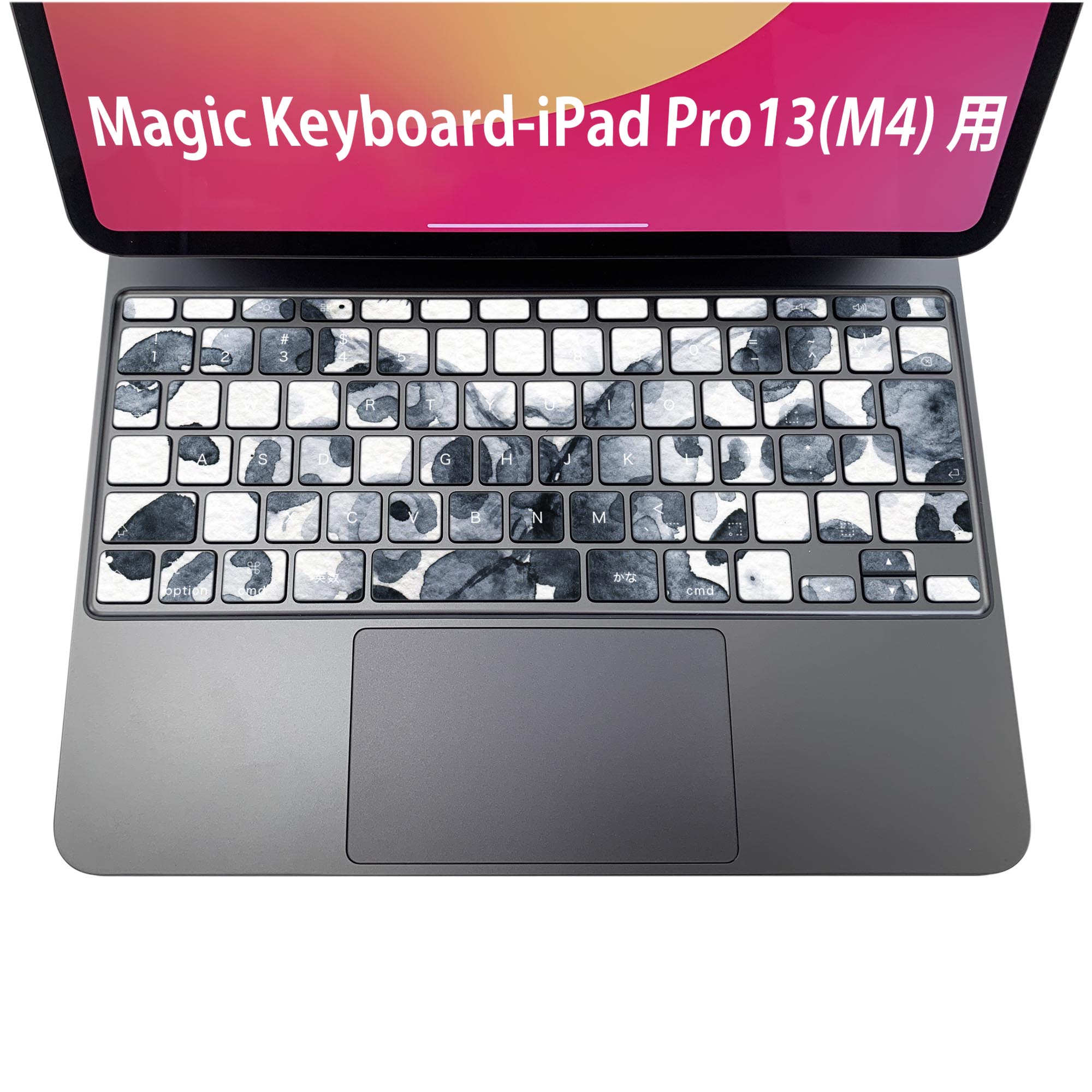 Magic Keyboard 専用 iPadPro11inch 13inch(M4) 2024 第5世代 対応 キーボード用スキンシール キートップ ステッカー アイパッド ノートパソコン アクセサリー 保護 020806 マスクデザイン 宇宙 惑星 ヒョウ柄　女性　モノトーン　013346