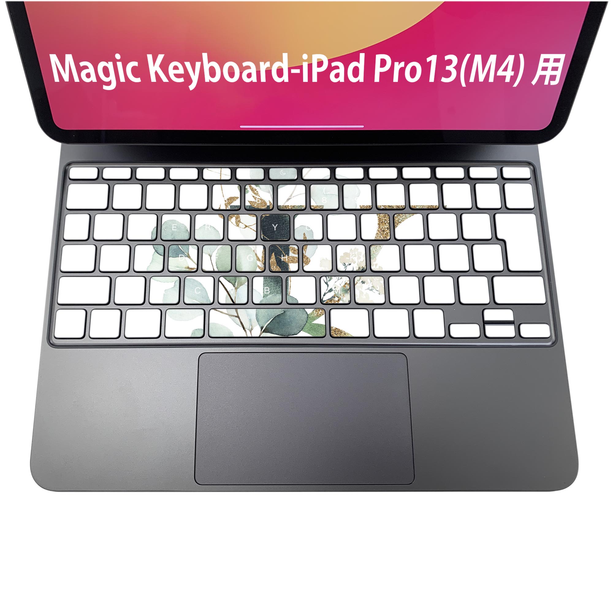 Magic Keyboard 専用 iPadPro11inch 13inch(M4) 2024 第5世代 対応 キーボード用スキンシール キートップ ステッカー アイパッド ノートパソコン アクセサリー 保護 020806 マスクデザイン 宇宙 惑星 文字 k アルファベット　019128