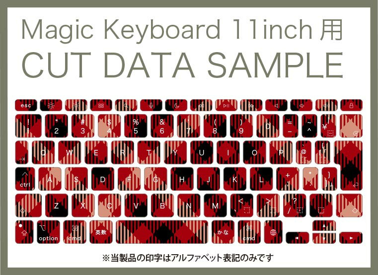 Magic Keyboard 専用 iPadPro11inch 13inch(M4) 2024 第5世代 対応 キーボード用スキンシール キートップ ステッカー アイパッド ノートパソコン アクセサリー 保護 020806 マスクデザイン 宇宙 惑星 チェック　赤　000891