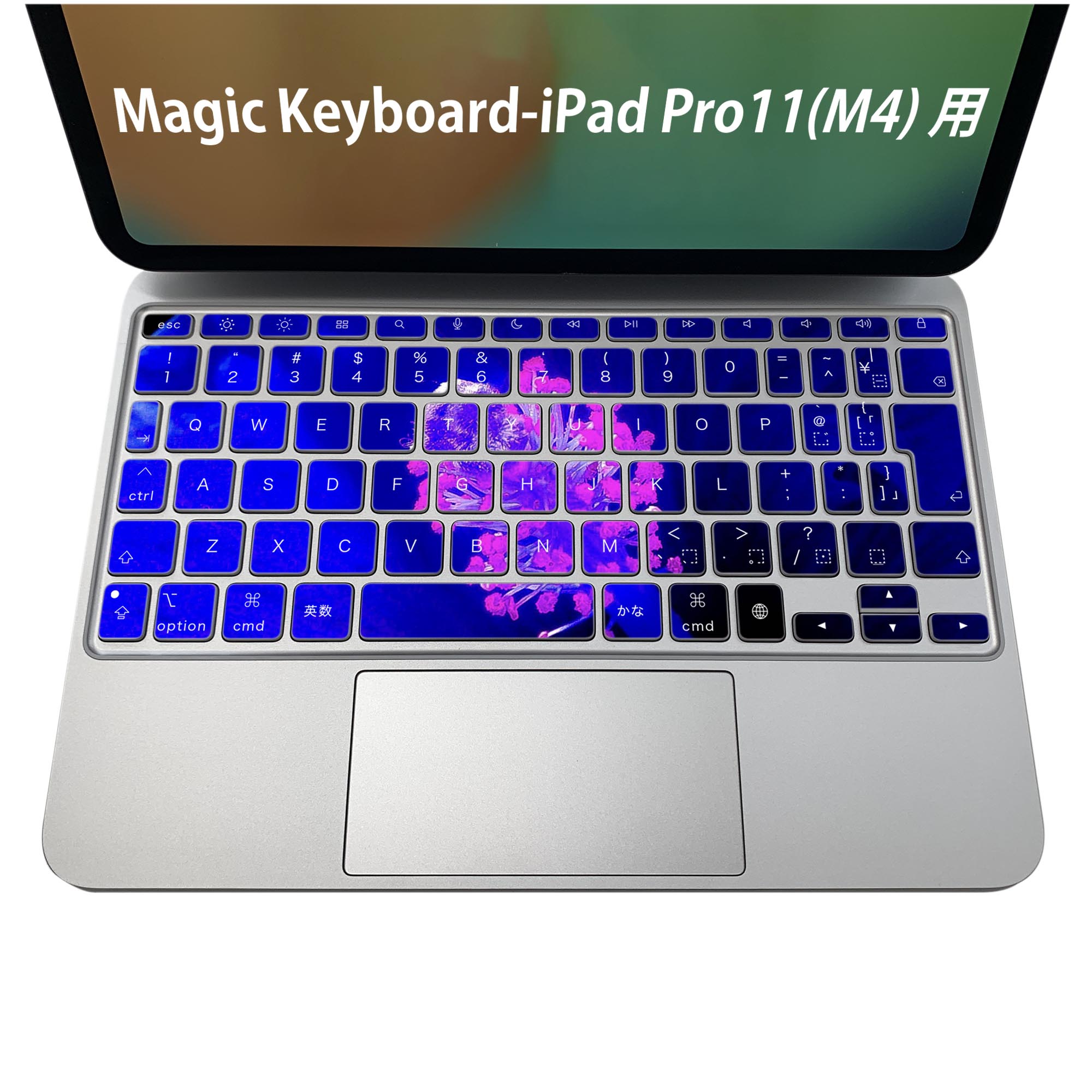 商品特徴・貼るだけでおしゃれに簡単着せ替え、iPadPro11・13（M4）Magic Keyboard KeyTop &nbsp; 全面デザインスキンシール！組み合わせ自由に選べるセット売り！・高精細プリントで写真と遜色がない仕上がり！ ・ちょっとしたすり傷から端末を保護！・エアフリー素材で気泡の心配も軽減！・貼り直しOK！位置調整も安心！注意事項画像はサンプルです。ご覧の環境によっては多少色味に違いを感じる場合がございます。 イメージと違った、モニターと色味が異なるという理由での交換や返金はご対応出来かねます。端末本体やクリアケースは付属しません。貼付時のずれやカメラ周りの凹凸を考慮してカメラ穴等は少し大きめにカットしています。貼付の際はカメラ穴を基準に位置を合わせてください。カメラ付近の何もないように見える場所に穴が開いていますが、こちらは近接・明るさ感知センサー用の穴です。端末本体に直接貼ることを想定しています。保護フィルムなどの上から貼ると上手く貼れない可能性があります初回貼付時の位置調整や貼り直しは可能ですが、しっかり接着させた後の貼り直しは保証しておりません。こちらは無地のシートにプリントした商品で、デコなどの加工はございません。 凹凸や光沢があるように見えたり布地や金属を素材にしたように見える商品もありますが、図版によるものです。印刷カメラ穴の位置にわずかなズレが生じる場合がございます。ご注文後に1点1点制作する受注生産品のため、不良品以外のご返品や交換は固くお断り致します。 機種間違いも保証対象外となりますため、ご注文の際は必ず機種をご確認下さい。発送について完全受注生産のハンドメイド商品となりますので、既製品と比べて発送までお時間を頂いています。 基本的に決済確認後、2〜3営業日、最大で5営業日での発送となります。繁忙期や休業日明けの場合はさらに時間がかかる場合があります。 その際には別途メールにてご連絡致します。メール便の場合、発送日から到着までに2〜4日ほどかかる場合が多く、紛失などの保障もご対応できかねます。あらかじめご了承下さい。