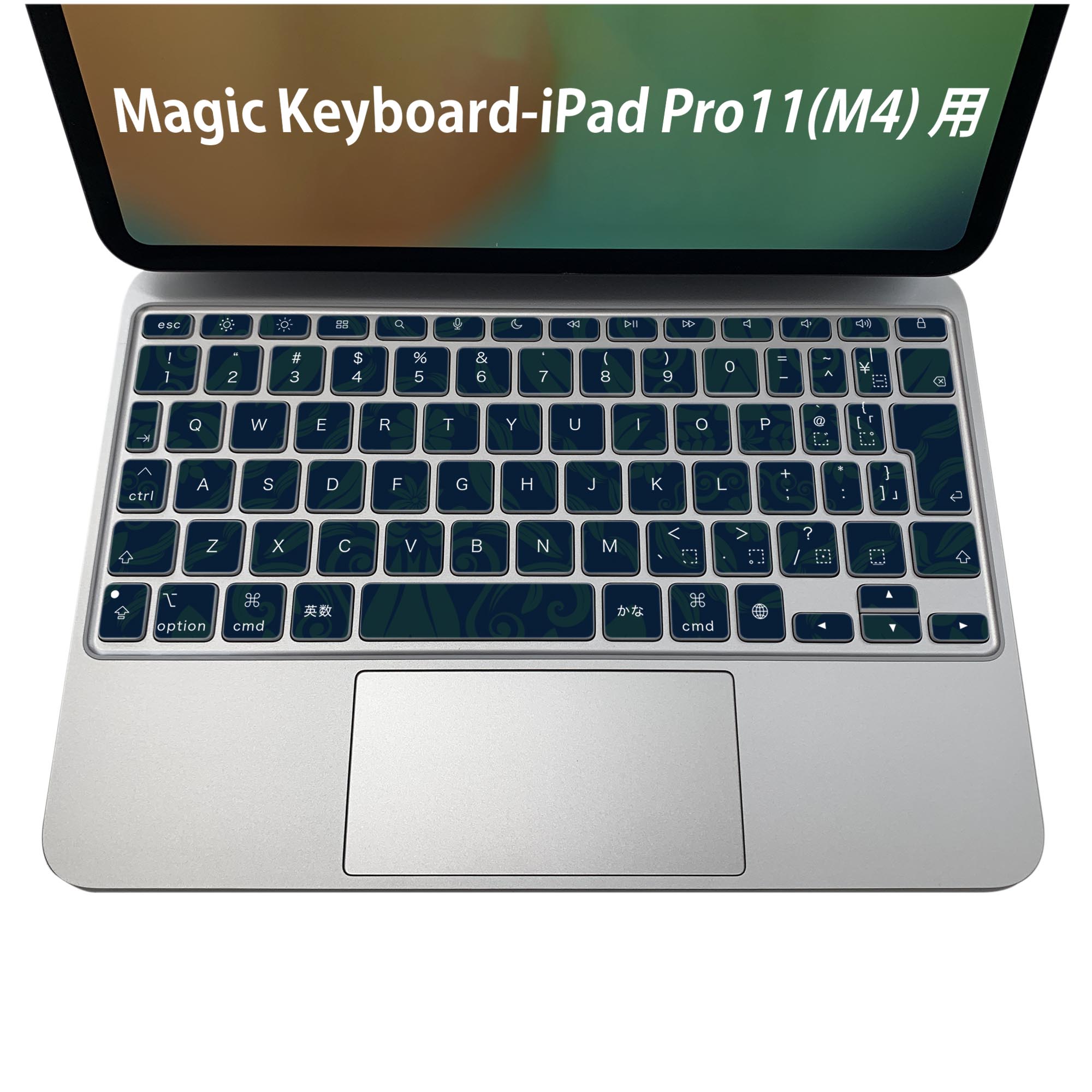 Magic Keyboard 専用 iPadPro11inch 13inch(M4) 2024 第5世代 対応 キーボード用スキンシール キートップ ステッカー アイパッド ノートパソコン アクセサリー 保護 020806 マスクデザイン 宇宙 惑星 模様　エレガント　黒　004019