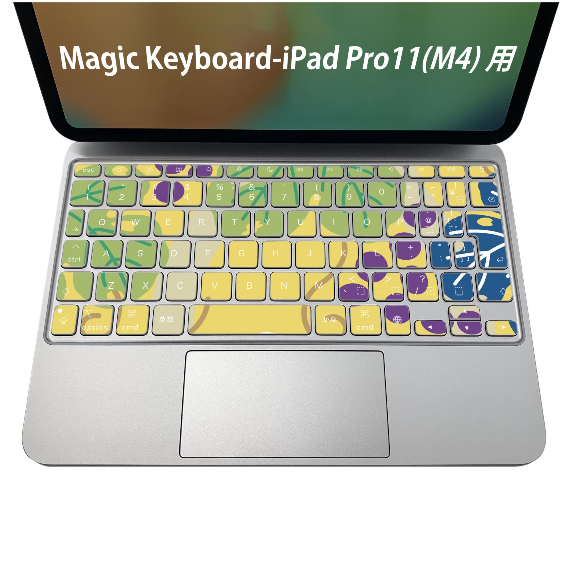 Magic Keyboard 専用 iPadPro11inch 13inch(M4) 2024 第5世代 対応 キーボード用スキンシール キートップ ステッカー アイパッド ノートパソコン アクセサリー 保護 020806 マスクデザイン 宇宙 惑星 ぶどう イラスト 模様 004332