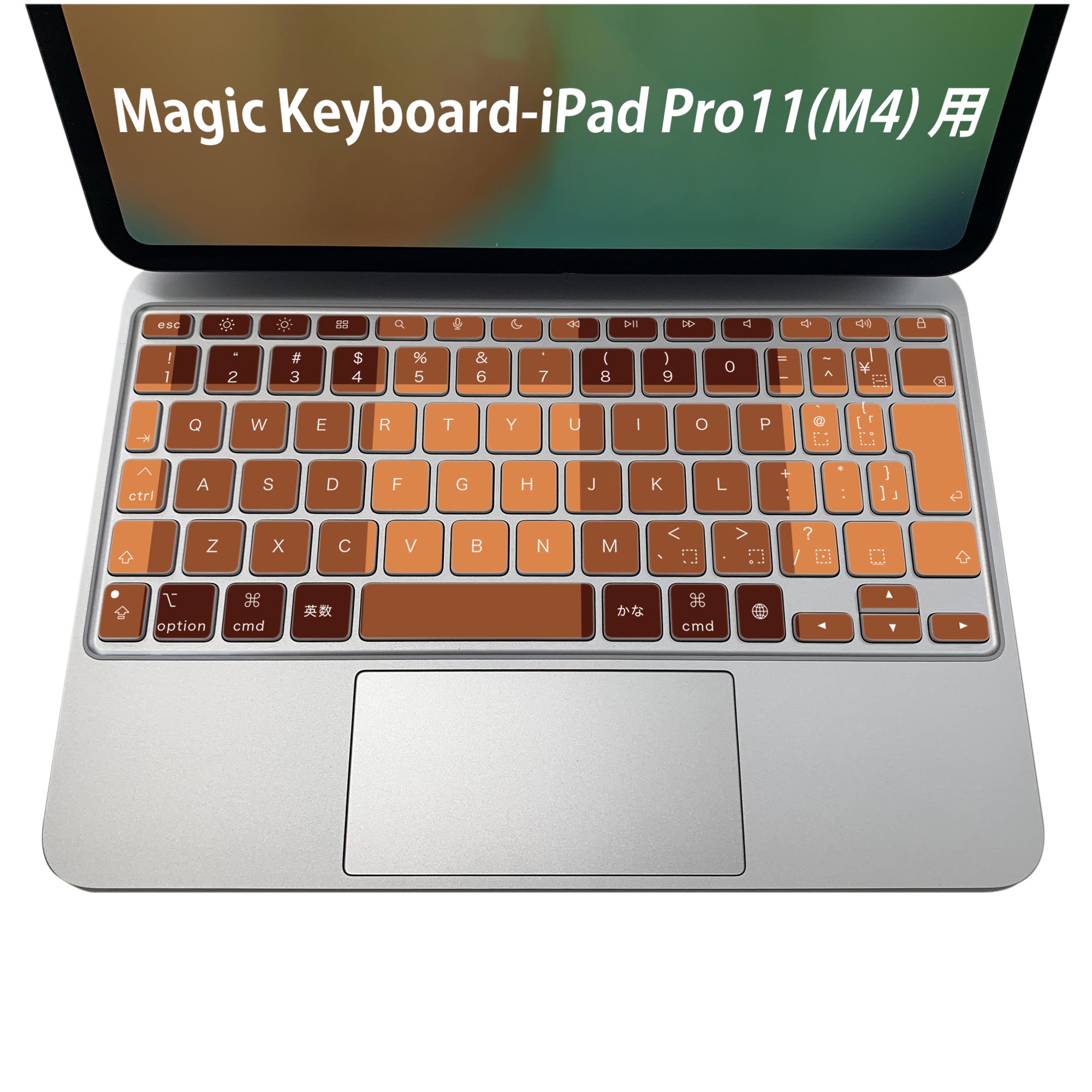 Magic Keyboard 専用 iPadPro11inch 13inch(M4) 2024 第5世代 対応 キーボード用スキンシール キートップ ステッカー アイパッド ノートパソコン アクセサリー 保護 020806 マスクデザイン 宇宙 惑星 チェック　ブラウン　004451