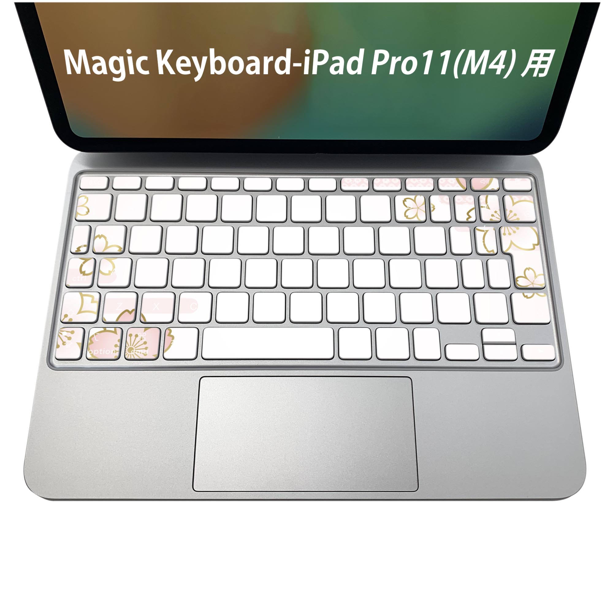 Magic Keyboard 専用 iPadPro11inch 13inch(M4) 2024 第5世代 対応 キーボード用スキンシール キートップ ステッカー アイパッド ノートパソコン アクセサリー 保護 020806 マスクデザイン 宇宙 惑星 桜 ピンク 和柄 005130