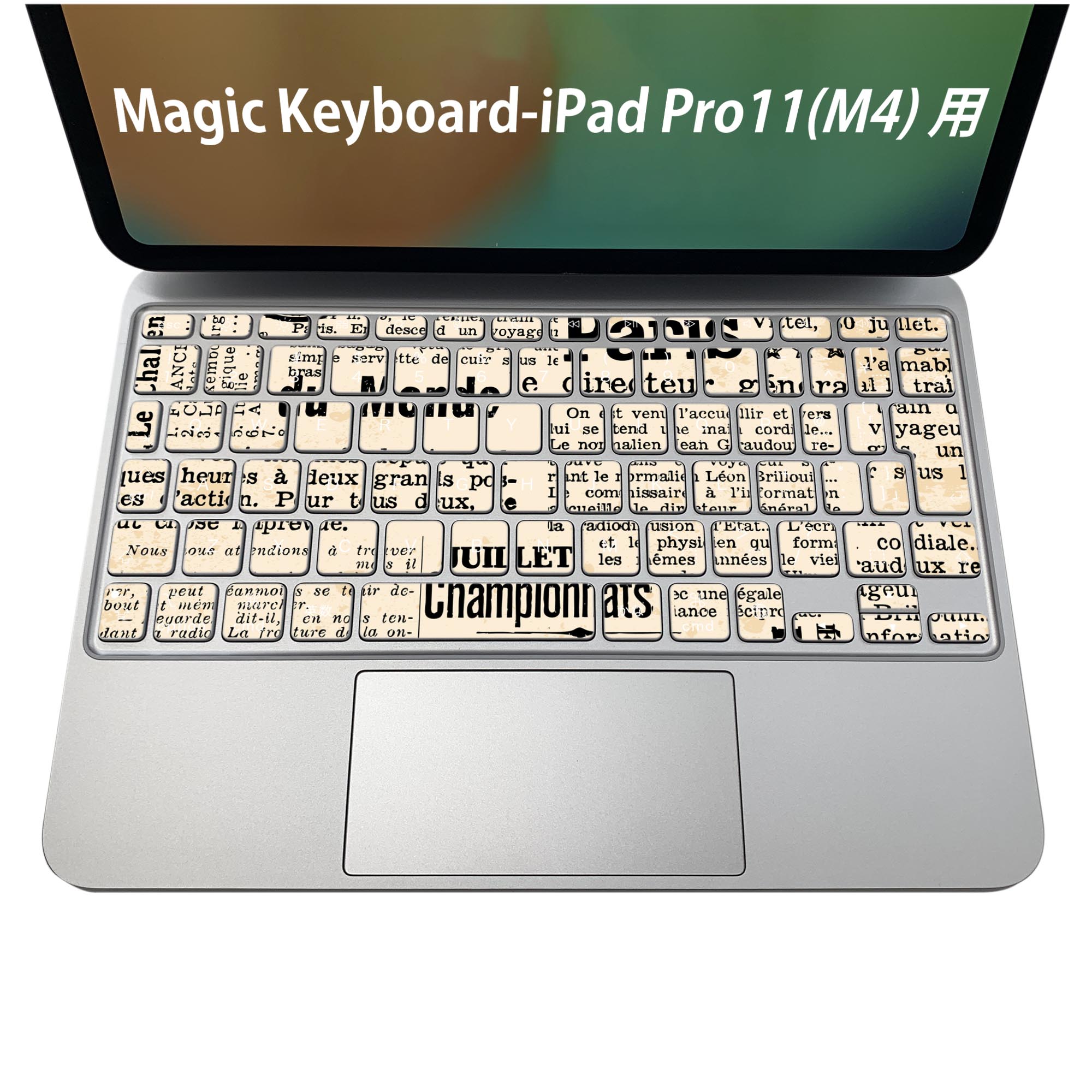 Magic Keyboard 専用 iPadPro11inch 13inch(M4) 2024 第5世代 対応 キーボード用スキンシール キートップ ステッカー アイパッド ノートパソコン アクセサリー 保護 020806 マスクデザイン 宇宙 惑星 英語　文字　006740