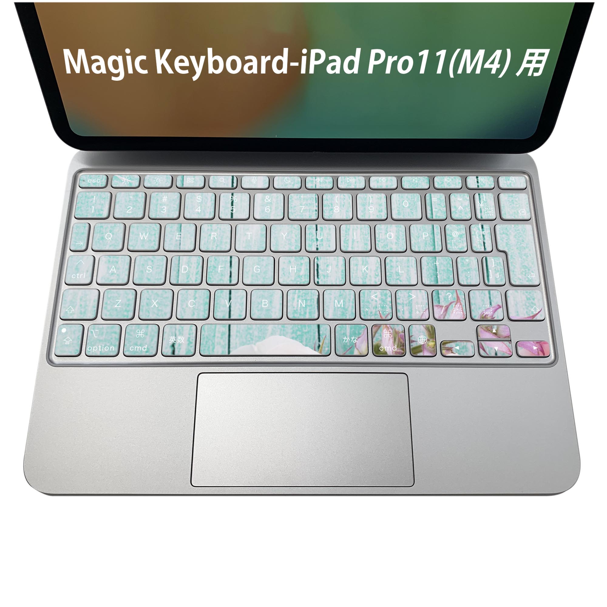 Magic Keyboard 専用 iPadPro11inch 13inch(M4) 2024 第5世代 対応 キーボード用スキンシール キートップ ステッカー アイパッド ノートパソコン アクセサリー 保護 020806 マスクデザイン 宇宙 惑星 写真　花　　006910