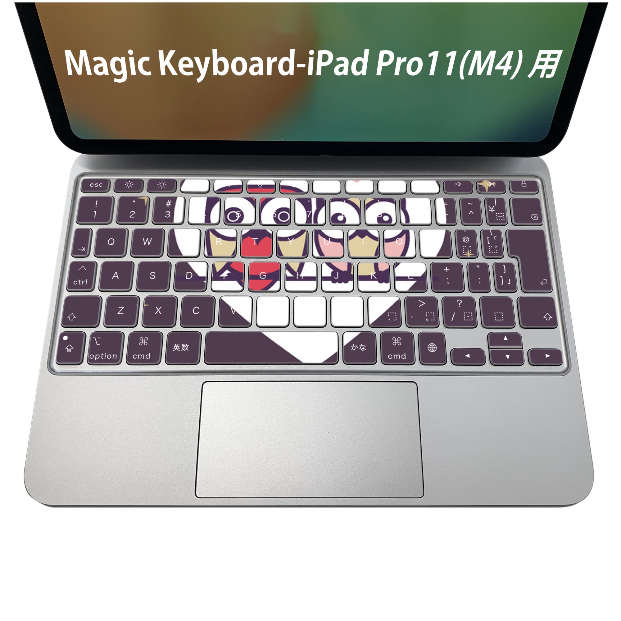 Magic Keyboard 専用 iPadPro11inch 13inch(M4) 2024 第5世代 対応 キーボード用スキンシール キートップ ステッカー アイパッド ノートパソコン アクセサリー 保護 020806 マスクデザイン 宇宙 惑星 フクロウ　イラスト　007155