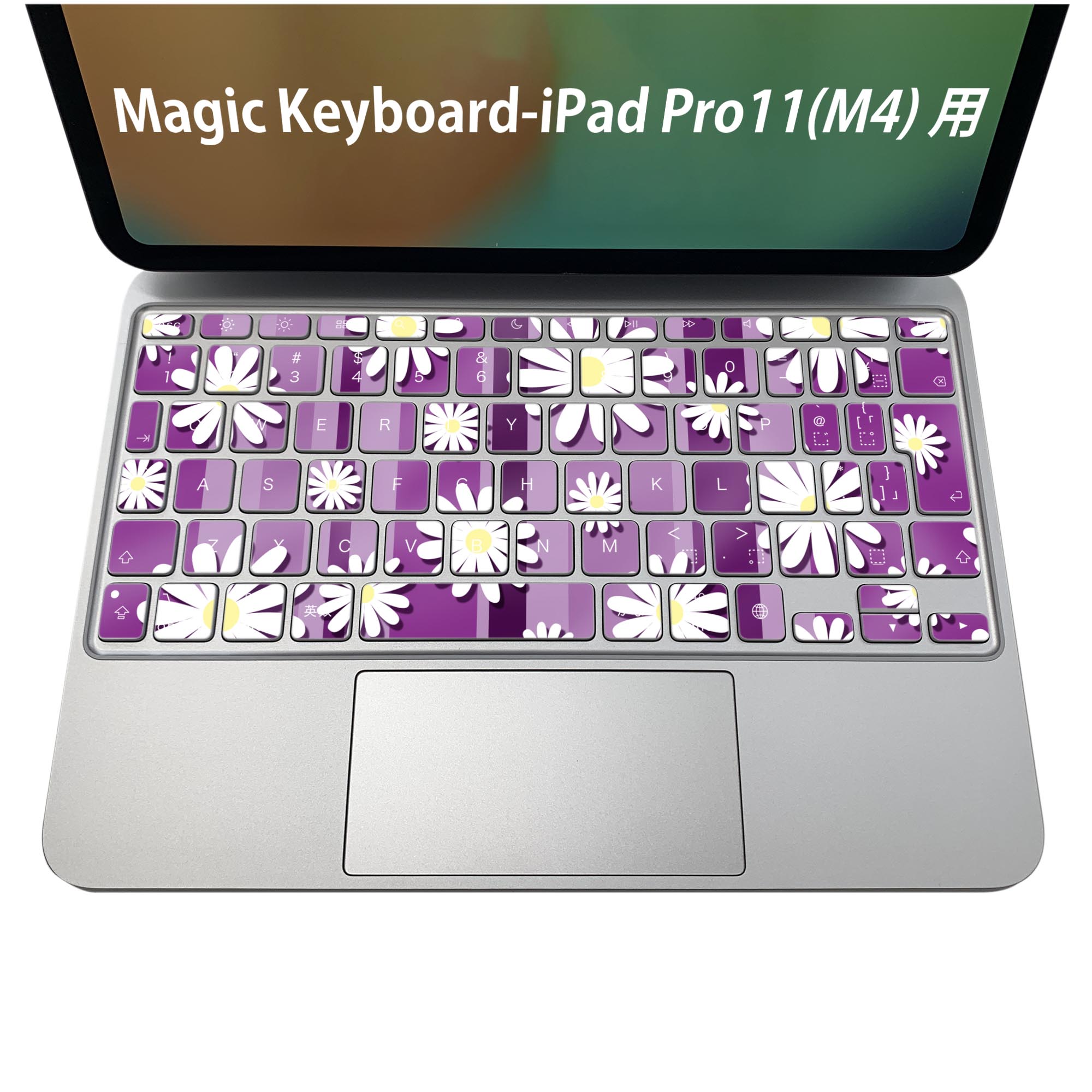 Magic Keyboard 専用 iPadPro11inch 13inch(M4) 2024 第5世代 対応 キーボード用スキンシール キートップ ステッカー アイパッド ノートパソコン アクセサリー 保護 020806 マスクデザイン 宇宙 惑星 花 007261