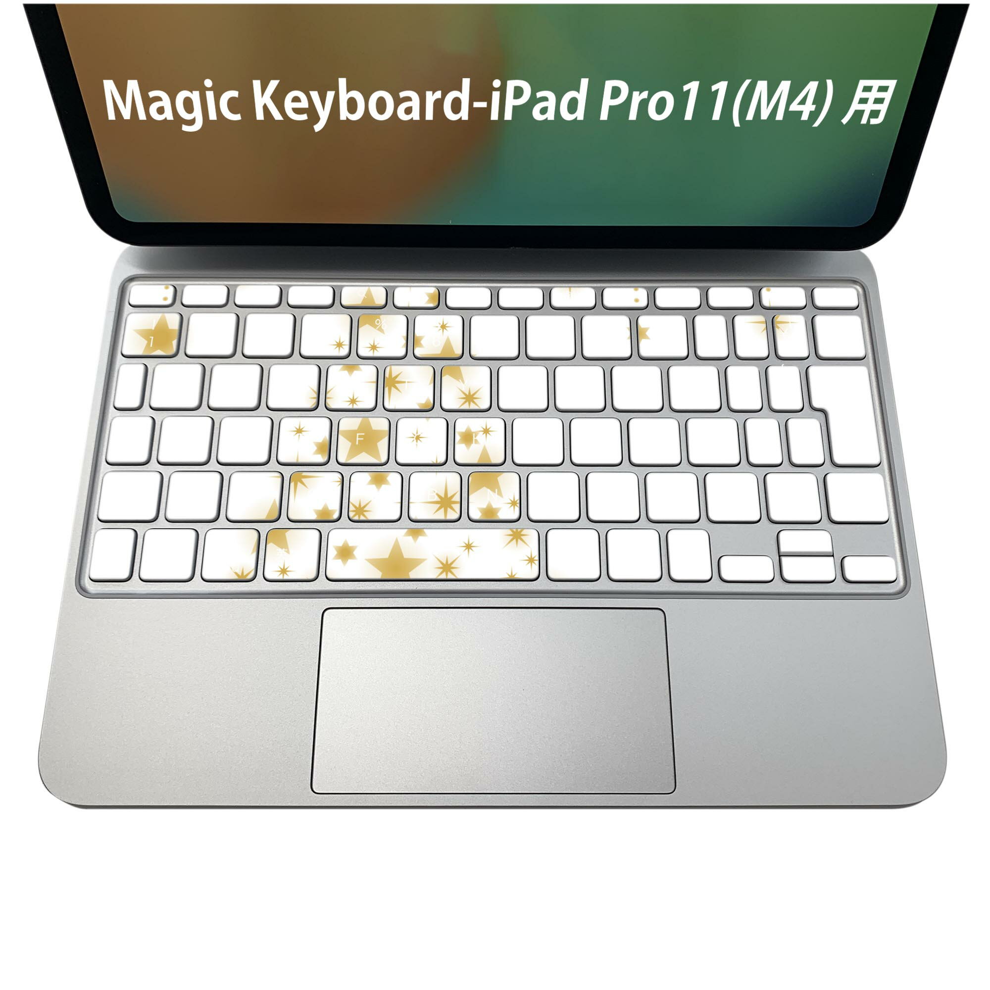 Magic Keyboard 専用 iPadPro11inch 13inch(M4) 2024 第5世代 対応 キーボード用スキンシール キートップ ステッカー アイパッド ノートパソコン アクセサリー 保護 020806 マスクデザイン 宇宙 惑星 クリスマス　ツリー　星　009490