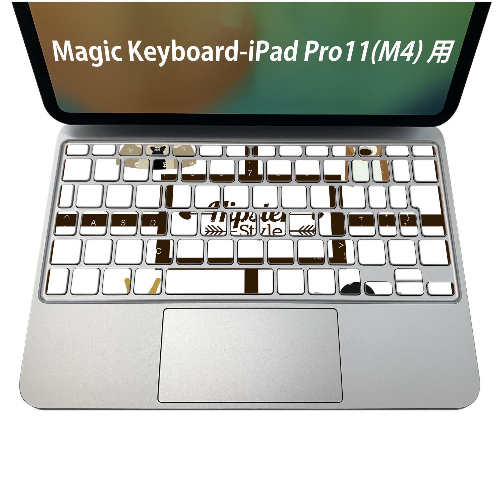 Magic Keyboard 専用 iPadPro11inch 13inch(M4) 2024 第5世代 対応 キーボード用スキンシール キートップ ステッカー アイパッド ノートパソコン アクセサリー 保護 020806 マスクデザイン 宇宙 惑星 動物　犬　猫　キリン　010350