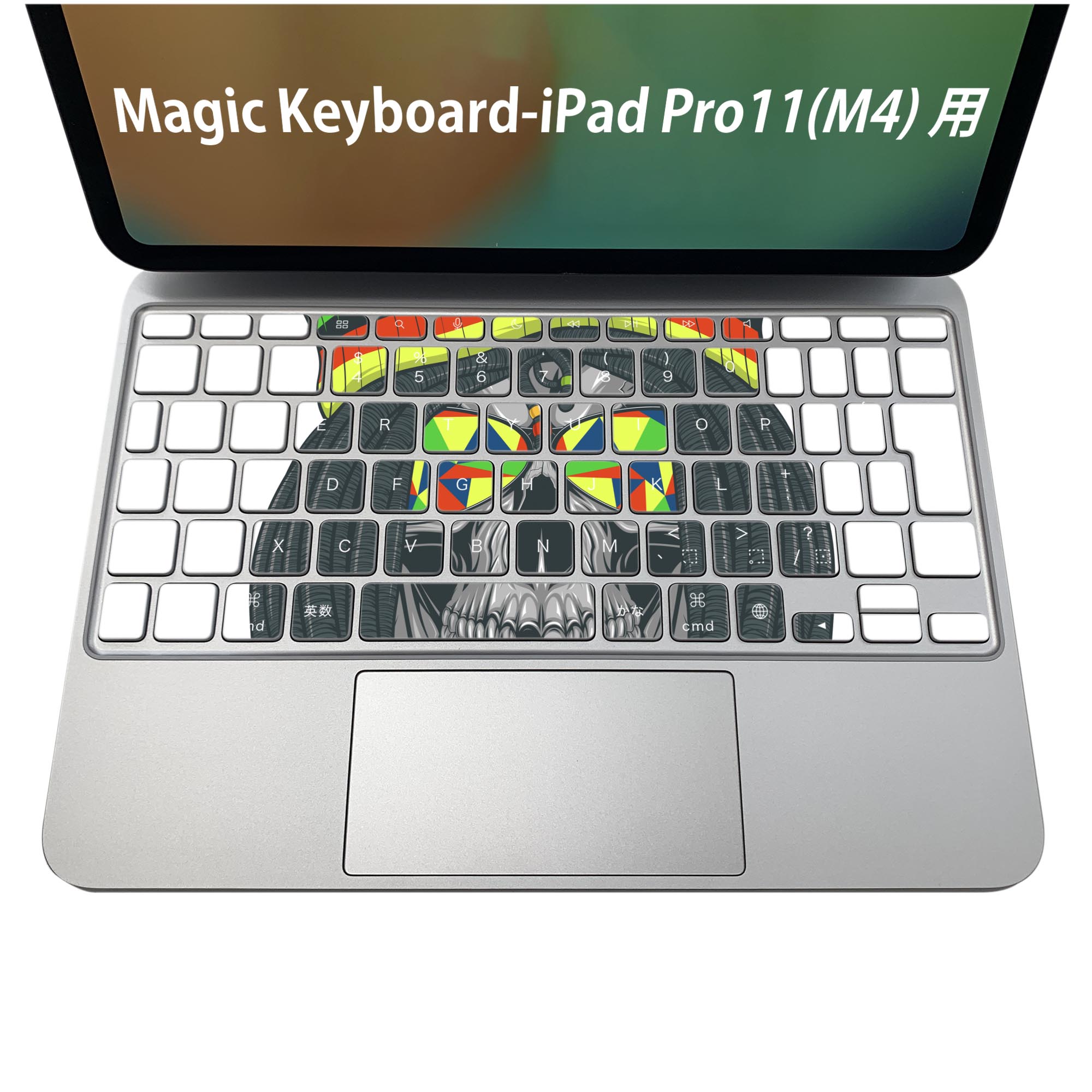Magic Keyboard 専用 iPadPro11inch 13inch(M4) 2024 第5世代 対応 キーボード用スキンシール キートップ ステッカー アイパッド ノートパソコン アクセサリー 保護 020806 マスクデザイン 宇宙 惑星 骸骨　ドクロ　レゲエ　011717