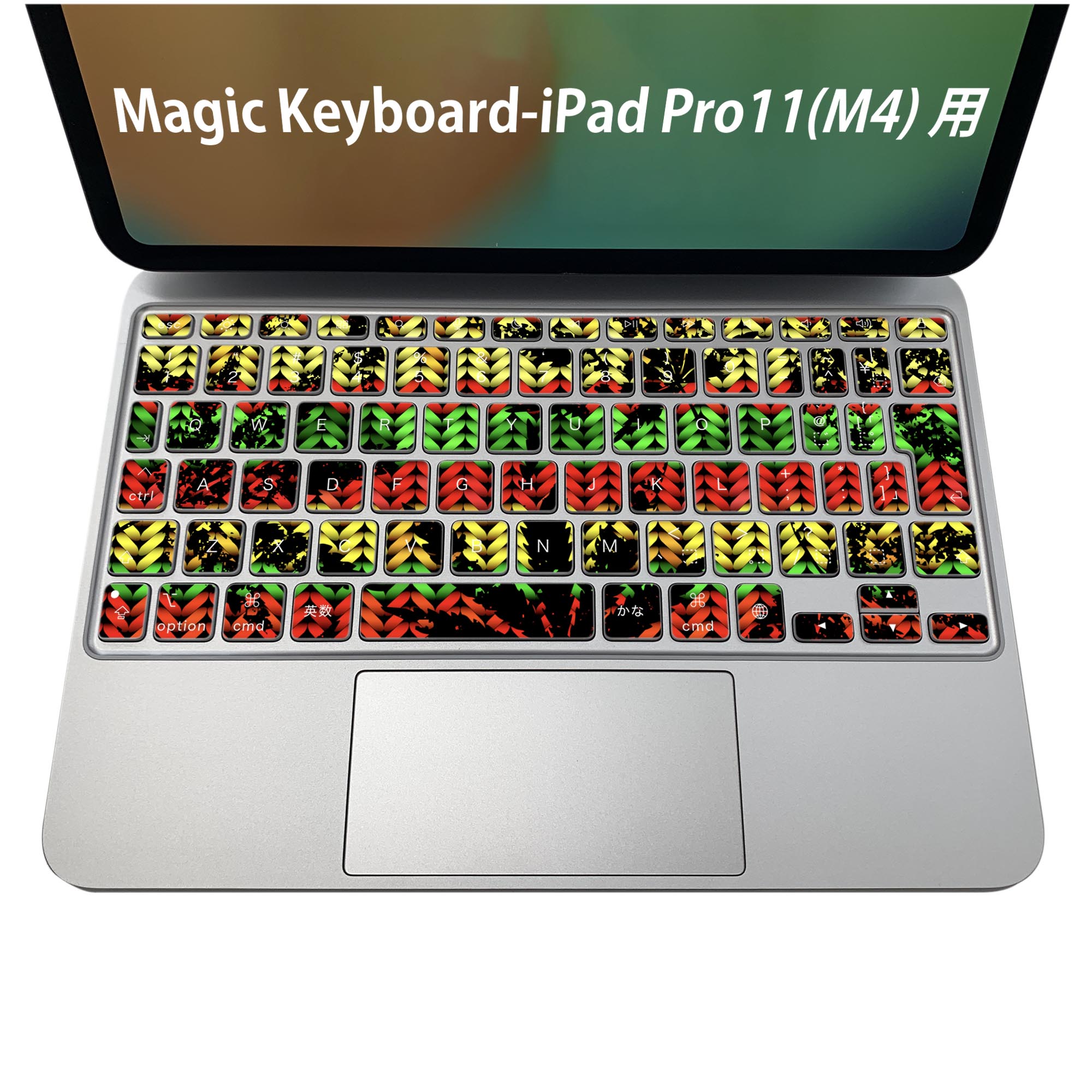 Magic Keyboard 専用 iPadPro11inch 13inch(M4) 2024 第5世代 対応 キーボード用スキンシール キートップ ステッカー アイパッド ノートパソコン アクセサリー 保護 020806 マスクデザイン 宇宙 惑星 レゲエ　カラフル　植物　011750