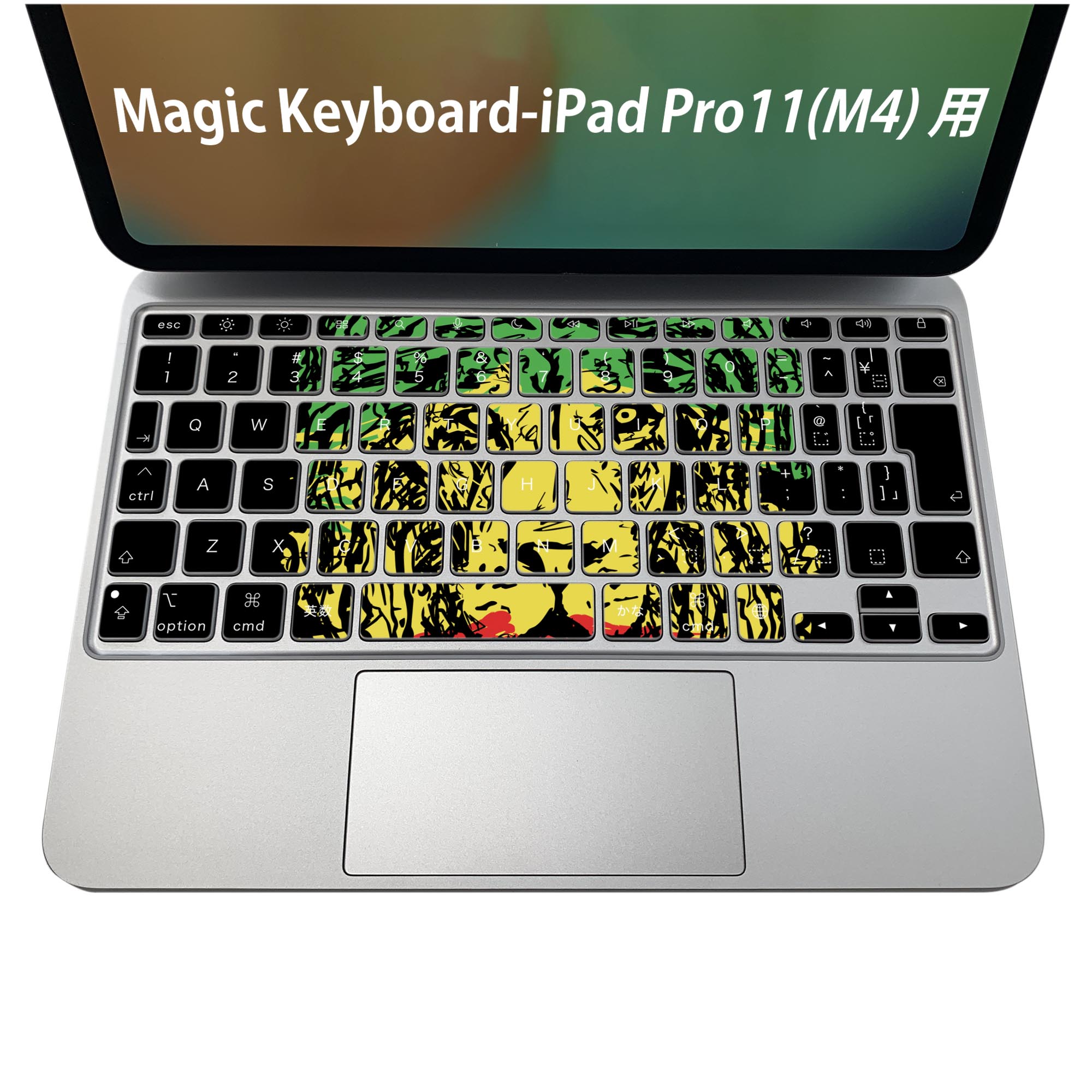 Magic Keyboard 専用 iPadPro11inch 13inch(M4) 2024 第5世代 対応 キーボード用スキンシール キートップ ステッカー アイパッド ノートパソコン アクセサリー 保護 020806 マスクデザイン 宇宙 惑星 レゲエ　ライオン　ラスタカラー　011947