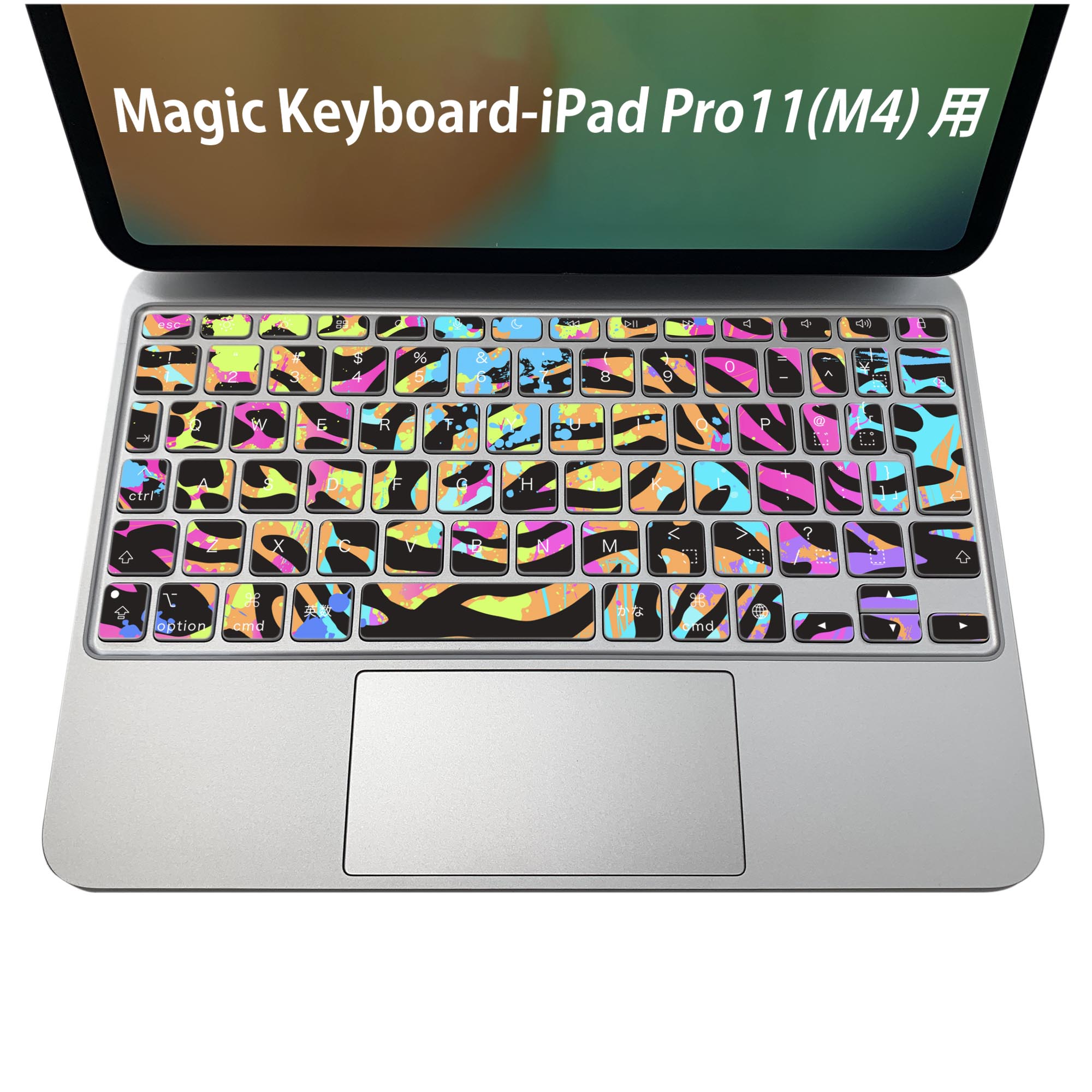 Magic Keyboard 専用 iPadPro11inch 13inch(M4) 2024 第5世代 対応 キーボード用スキンシール キートップ ステッカー アイパッド ノートパソコン アクセサリー 保護 020806 マスクデザイン 宇宙 惑星 ヒョウ柄　ゼブラ　動物　012697